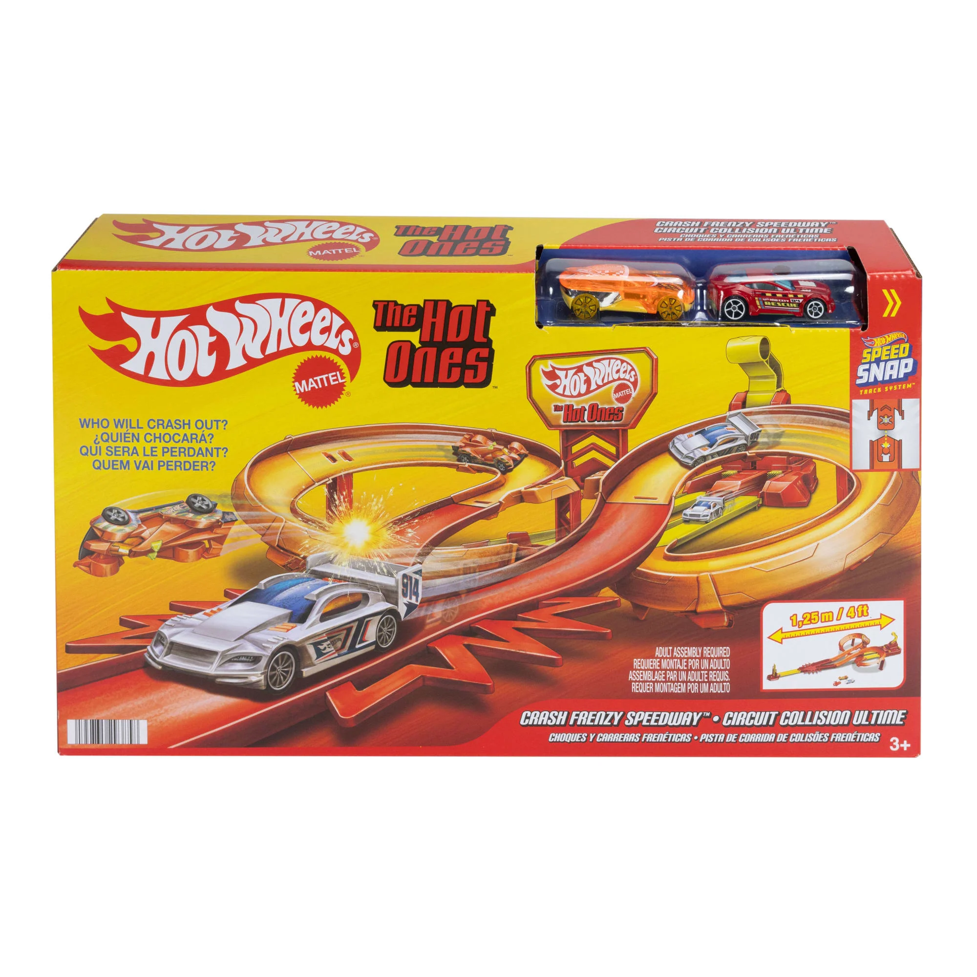 Hot Wheels The Hot Ones Rajdowa kraksa Tor wyścigowy Zestaw + 2 metalowe samochody w skali 1:64 Zabawka 3+ - Image 6