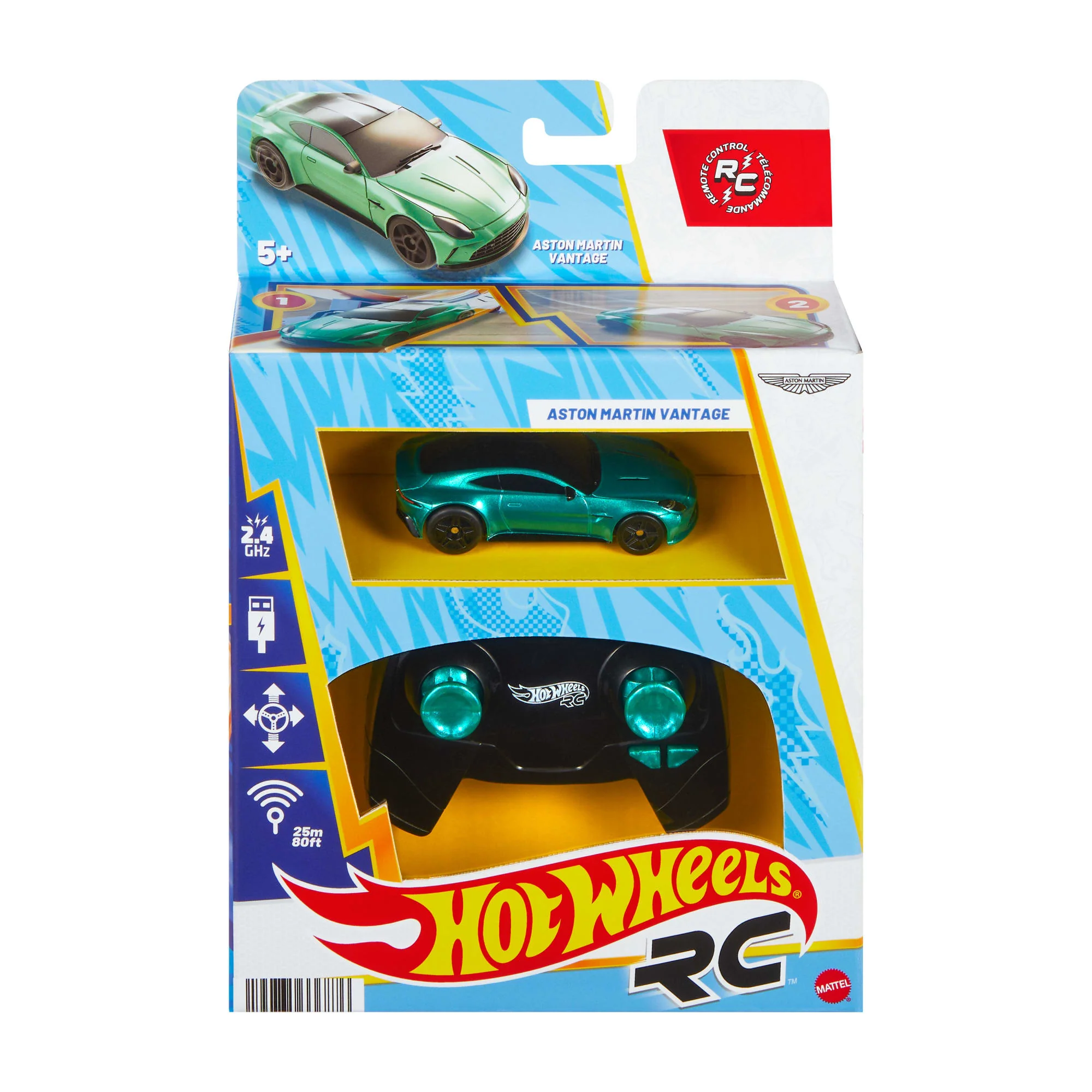 Hot Wheels RC 1:64 Scale Aston Martin Vantage Vehicle, Battery-Powered, Remote-Control Race Toy Car - Image 6