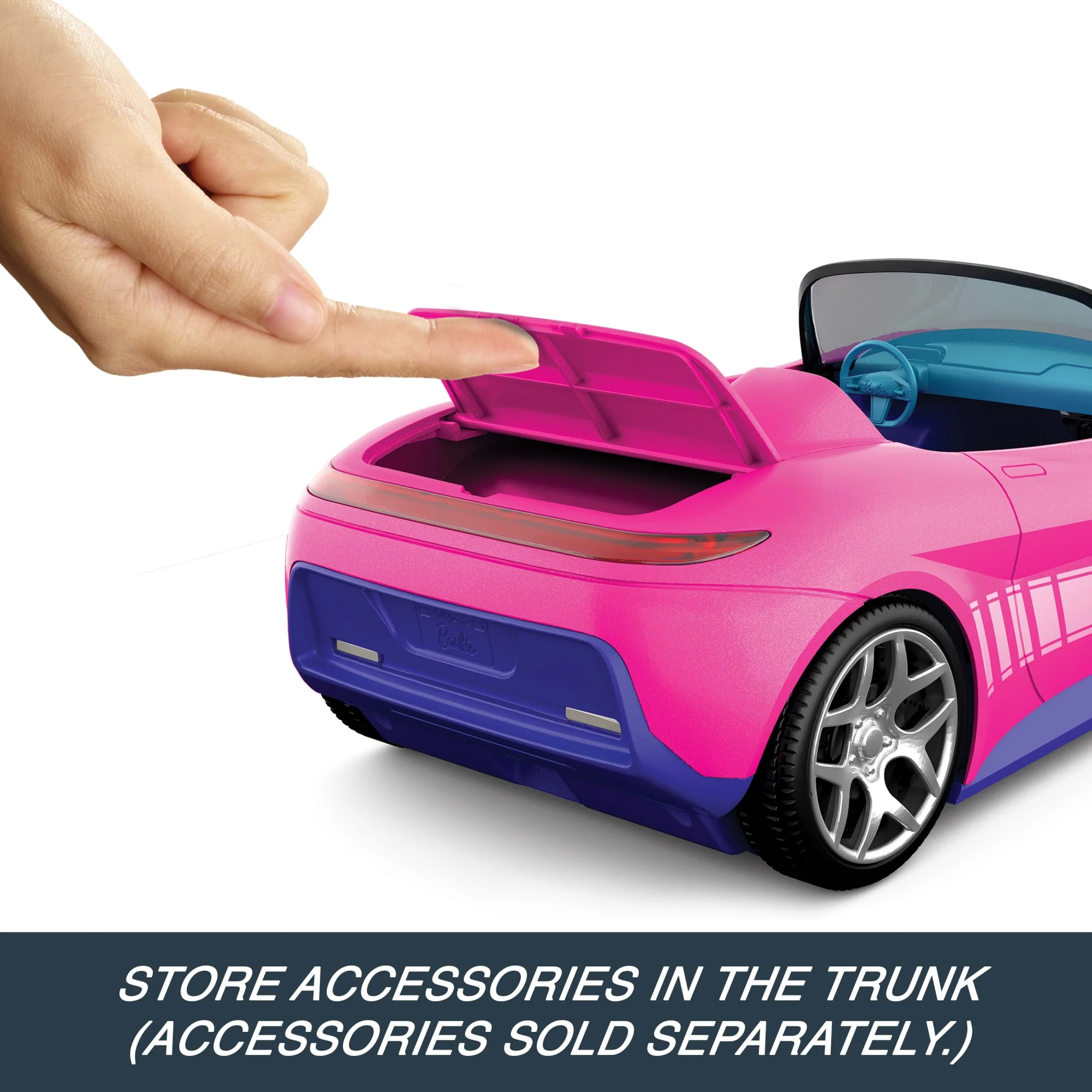 Hot Wheels RC Barbie Convertible, Battery-Powered Remote-Control Toy Car, Fits 2 Barbie Dolls - Image 3