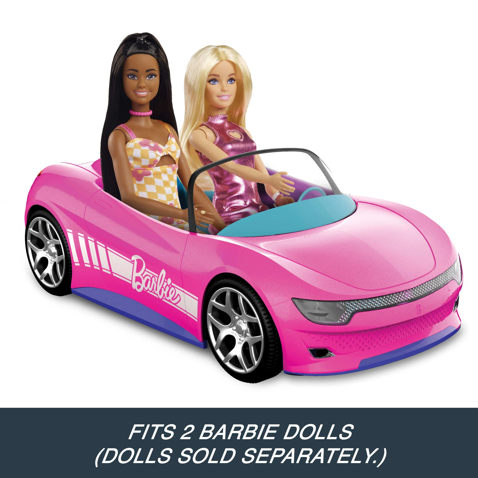 Hot Wheels RC Barbie Convertible, Battery-Powered Remote-Control Toy Car, Fits 2 Barbie Dolls - Image 4