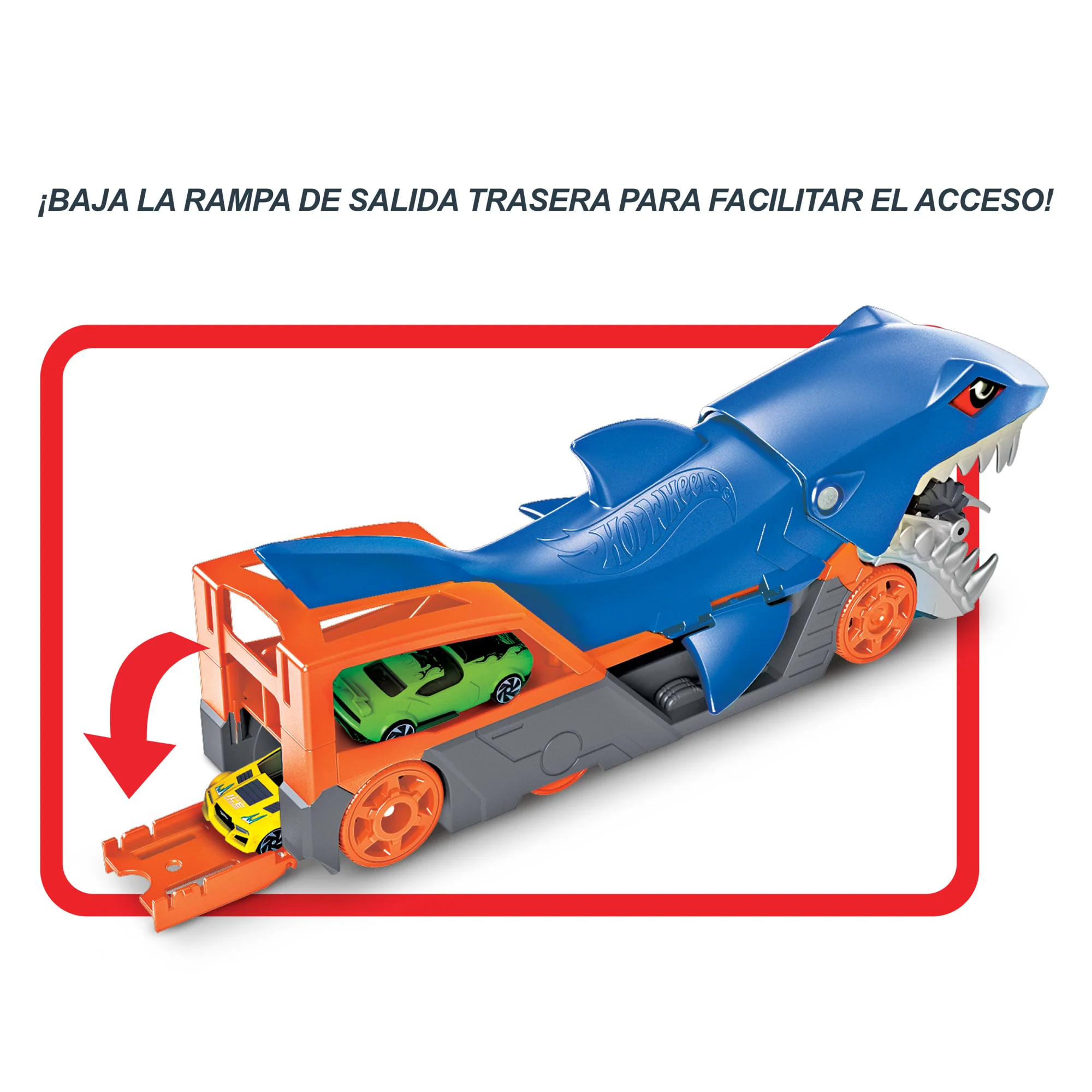 Hot Wheels Tiburón Mastica Coches, Guarda Y Transporta Hasta 5 Coches De Juguete Die-Casts (Mattel Gvg36) - Image 4