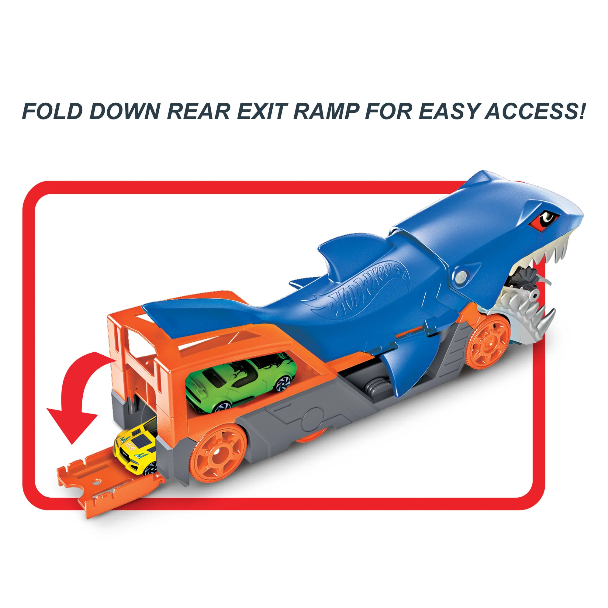 Hot Wheels Shark Chomp Transporter Playset & Diecast Car - Image 4