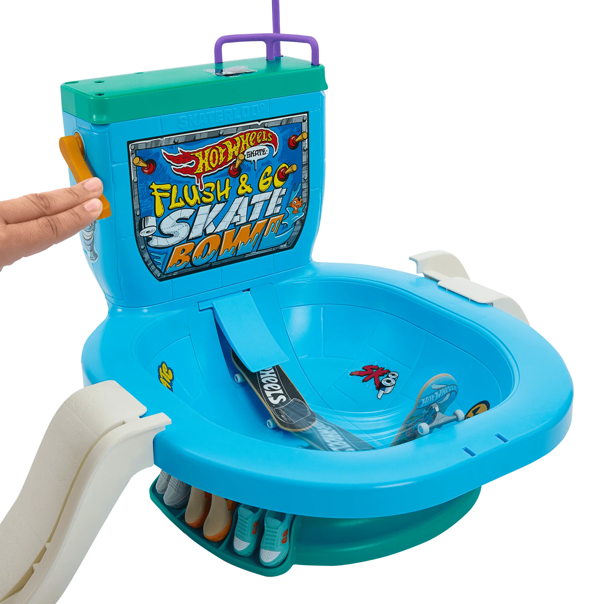 Hot Wheels Skate Vingerboard, Toiletpot Skateset, Doorspoelen En Gaan, Met 1 Exclusief Board En Een Paar Afneembare Skateschoenen - Image 4