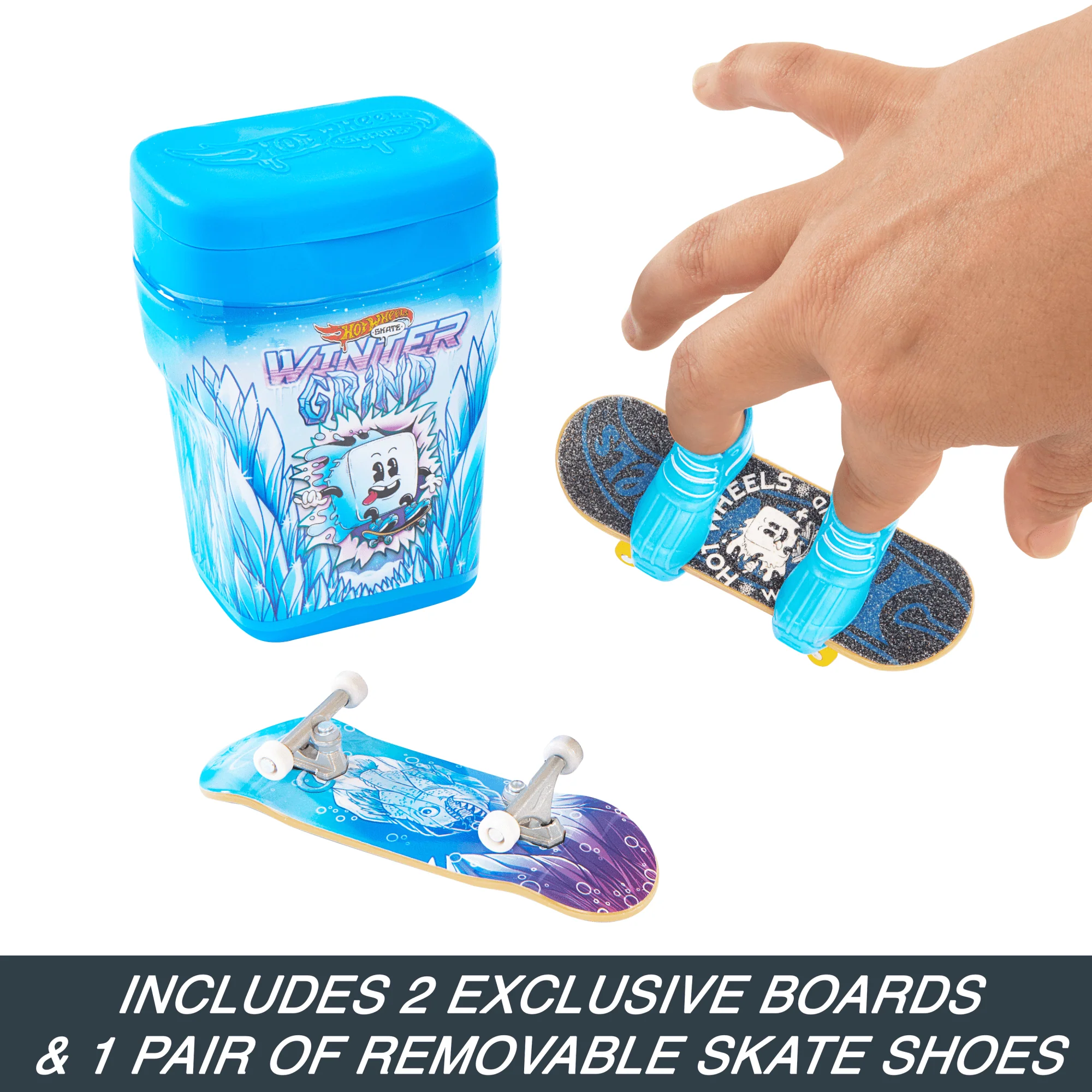 Hot Wheels Skate Flavor Container With 2 Exclusive Fingerboards And 1 Pair Of Removable Skate Shoes in Storage Case - Image 3