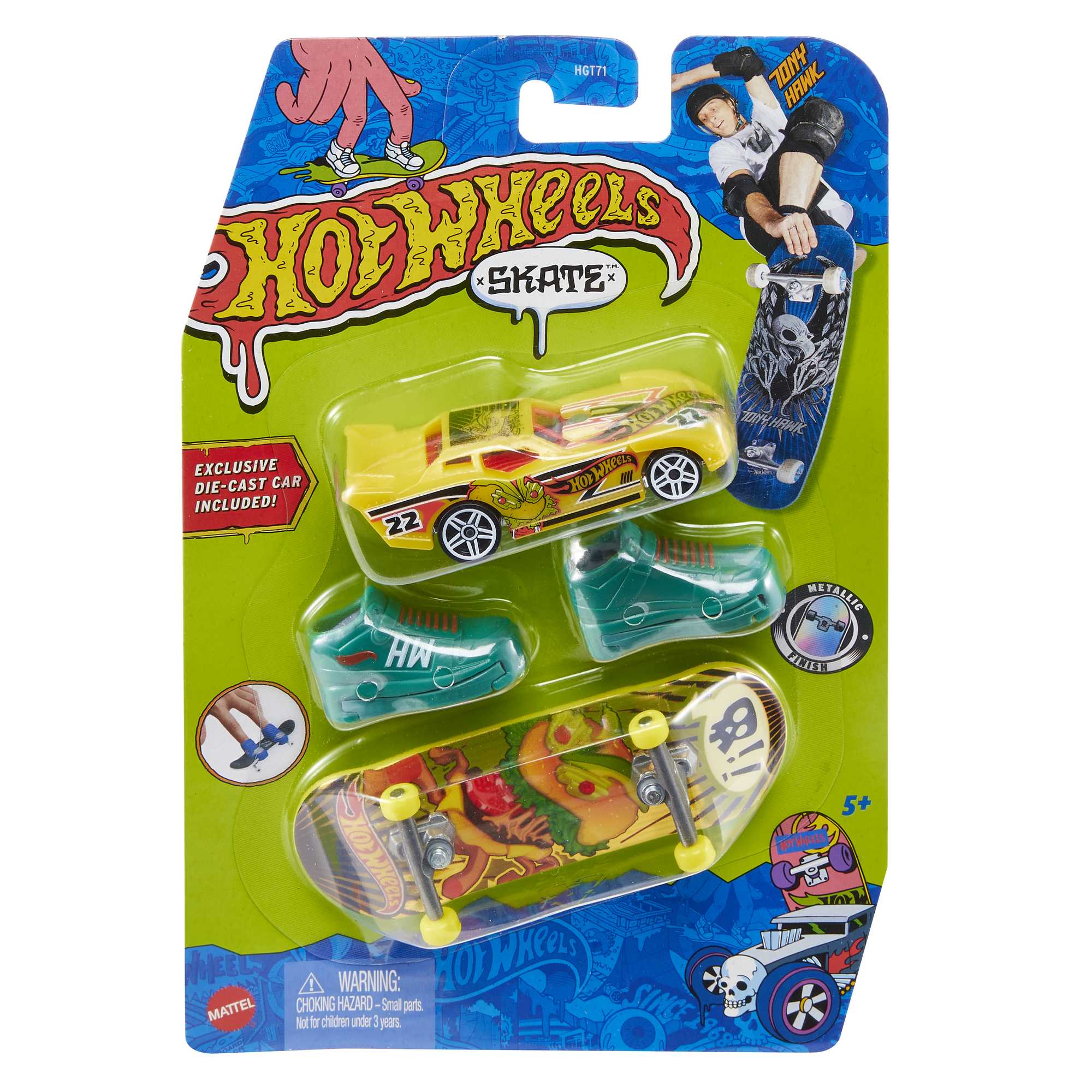 Hot Wheels Skate Set Da Collezione Assortimento Tony Hawk, Con Fingerboard, Scarpine Da Skate E Macchinina (Gli Stili Possono Variare) - Image 3