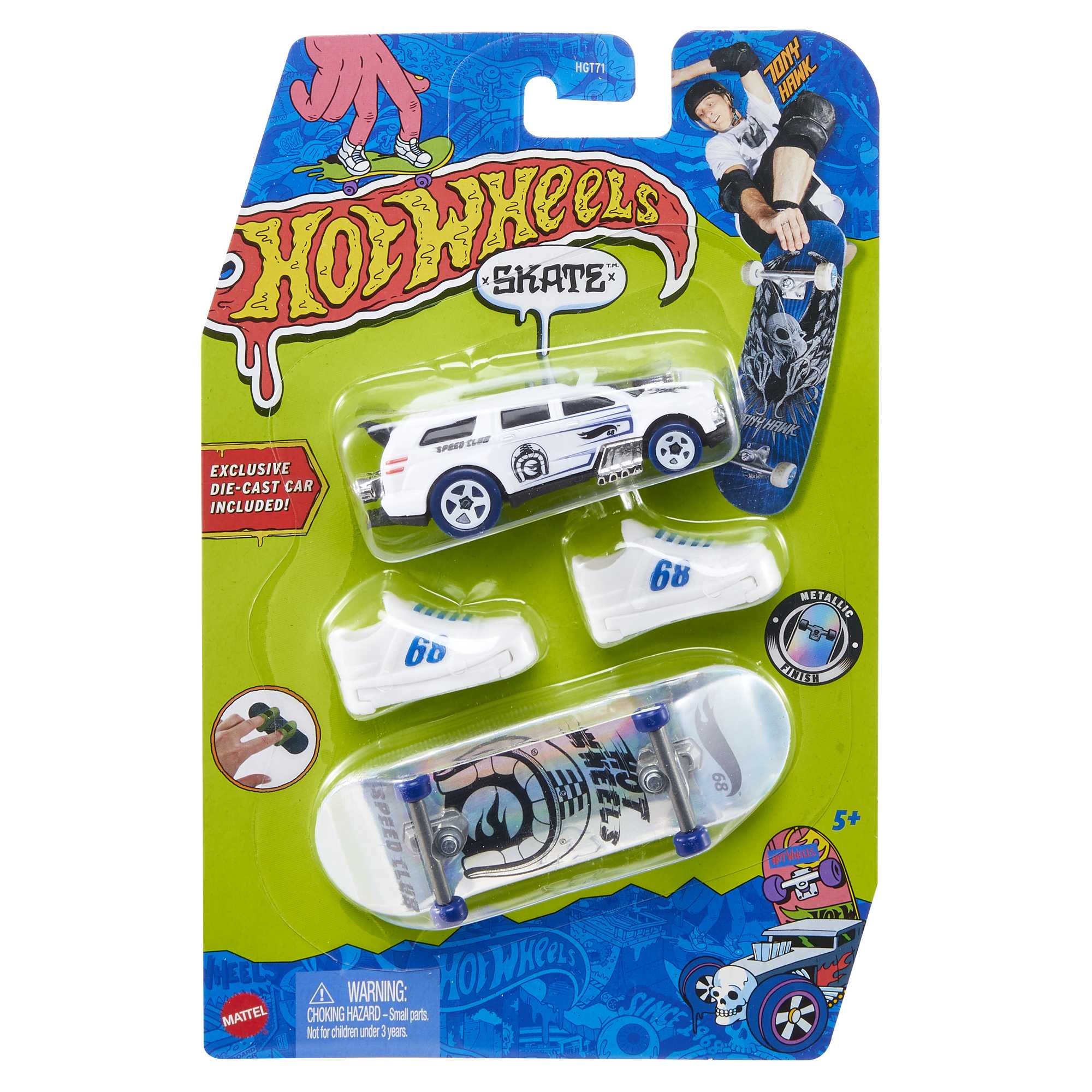 Hot Wheels Skate Set Da Collezione Assortimento Tony Hawk, Con Fingerboard, Scarpine Da Skate E Macchinina (Gli Stili Possono Variare) - Image 5
