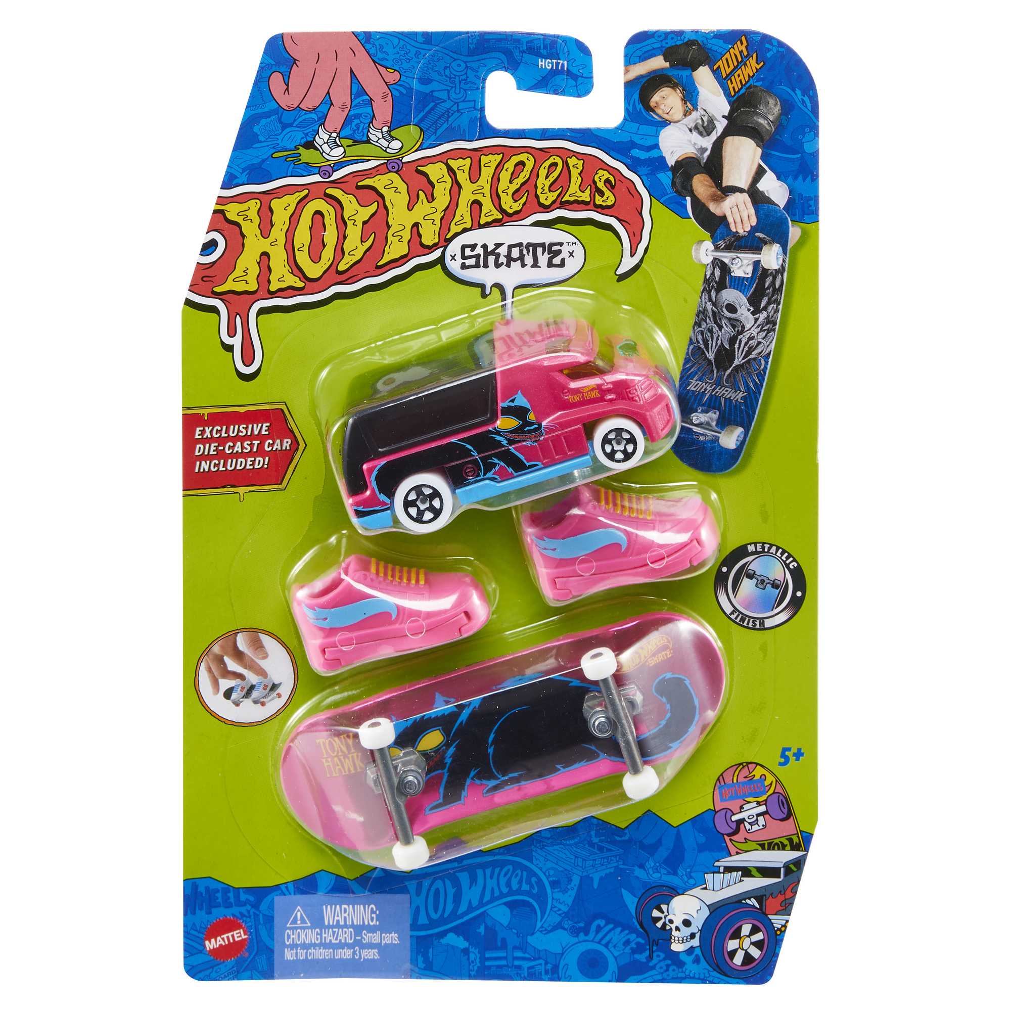 Hot Wheels Skate Set Da Collezione Assortimento Tony Hawk, Con Fingerboard, Scarpine Da Skate E Macchinina (Gli Stili Possono Variare) - Image 6