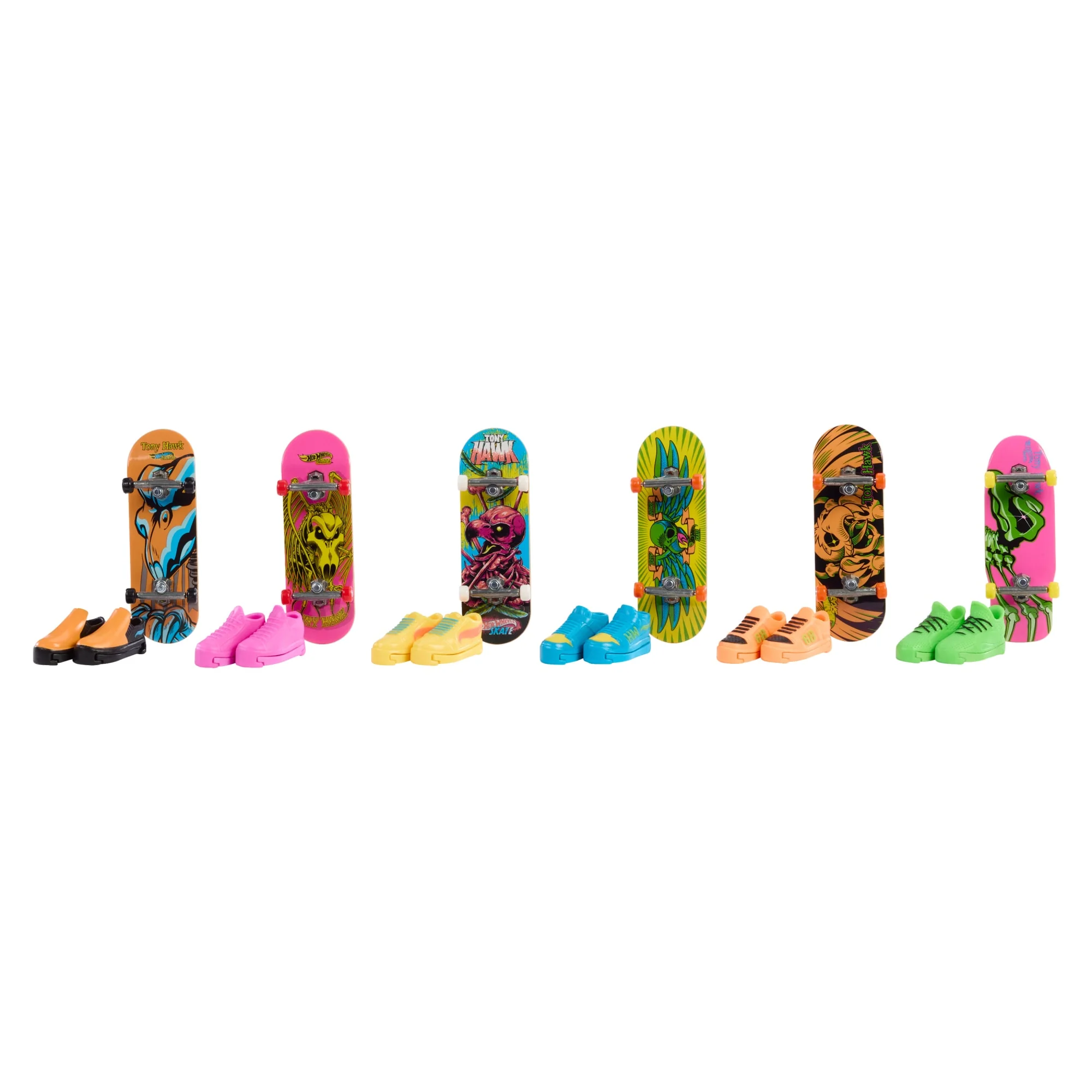 Hot Wheels Skate Calaveras Neón Tabla “Fingerboard” Y Zapatillas Para Montar En Monopatín Intercambiables Inspiradas En Tony Hawk (Los Estilos Pueden Variar) - Image 2