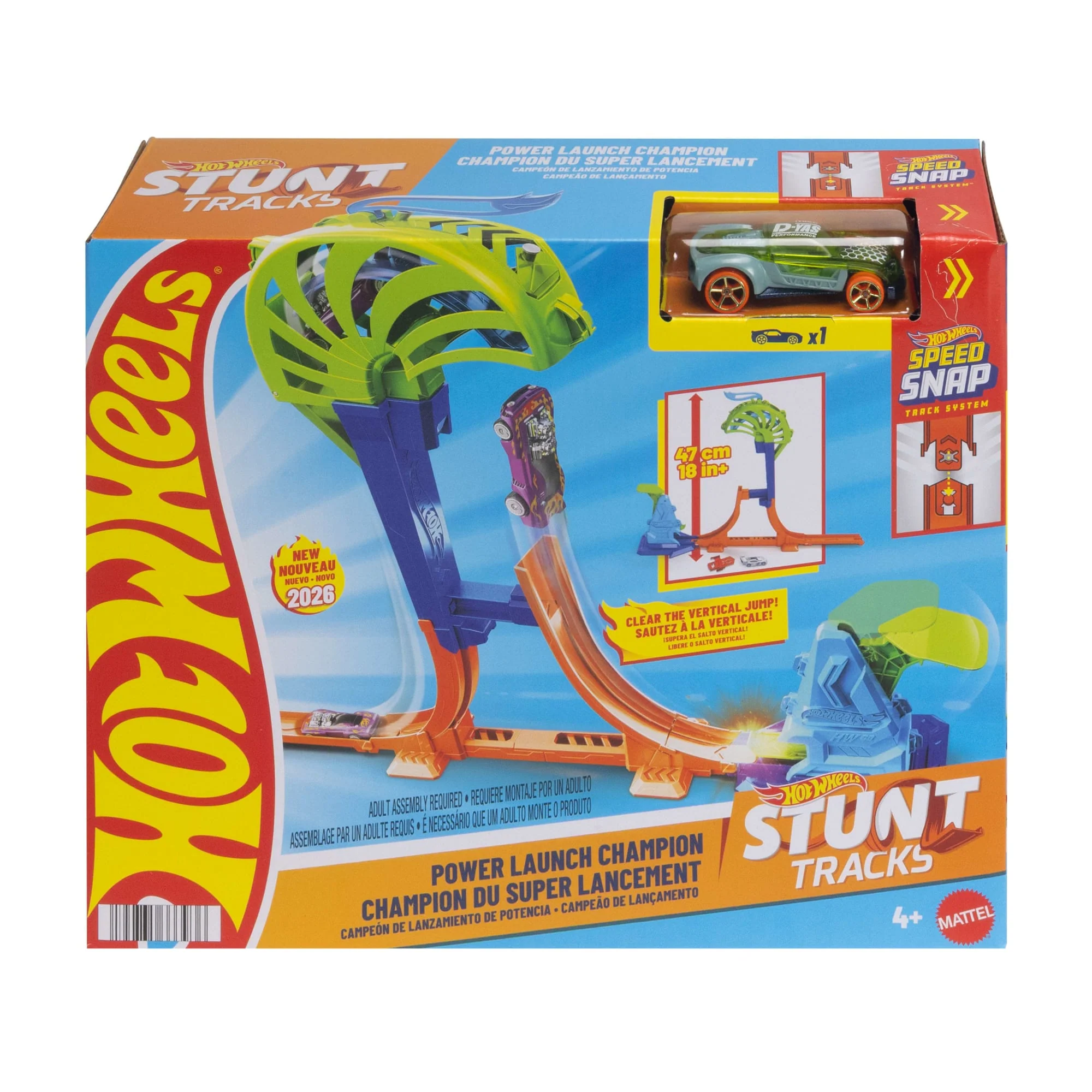 Hot Wheels Stunt Tracks Power-Start-Champion-Trackset Und Die-Cast-Spielzeugauto Im Maßstab 1:64 - Image 3