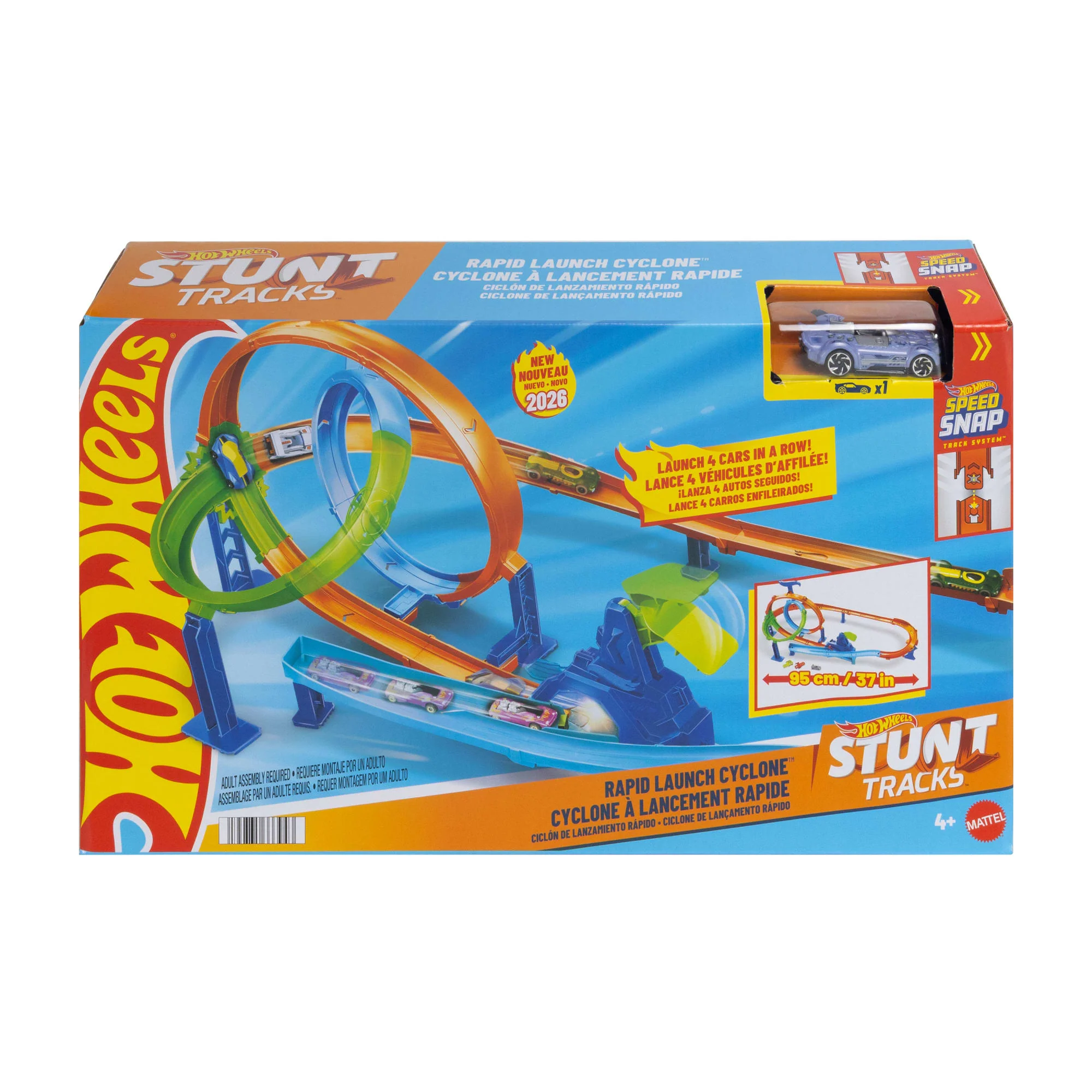 Hot Wheels Stunt Tracks Rapid Launch Cyclone Track Set & 1:64 Scale Die-Cast Toy Car - Image 5