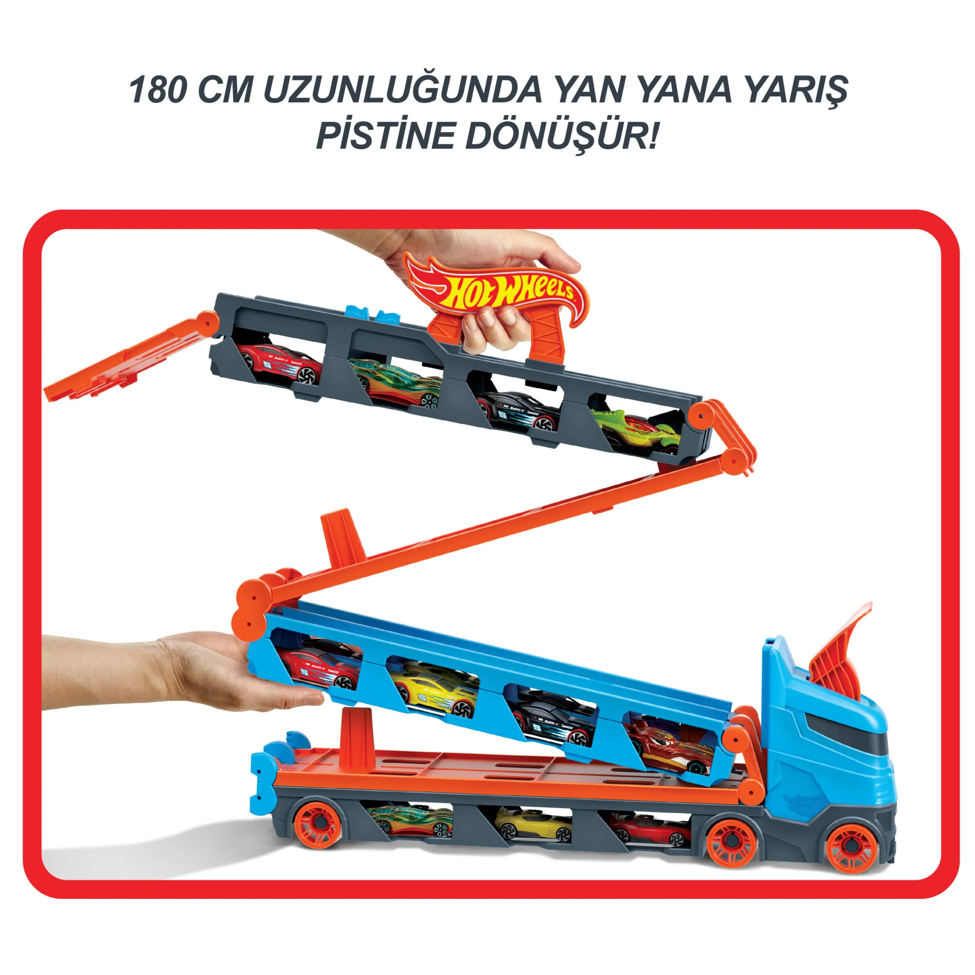 Hot Wheels Sürat Pistli Tır, 3 Adet 1:64 Ölçekli Araba İçerir, 4-8 Yaş Arası Çocuklar İçin Gvg37 - Image 3