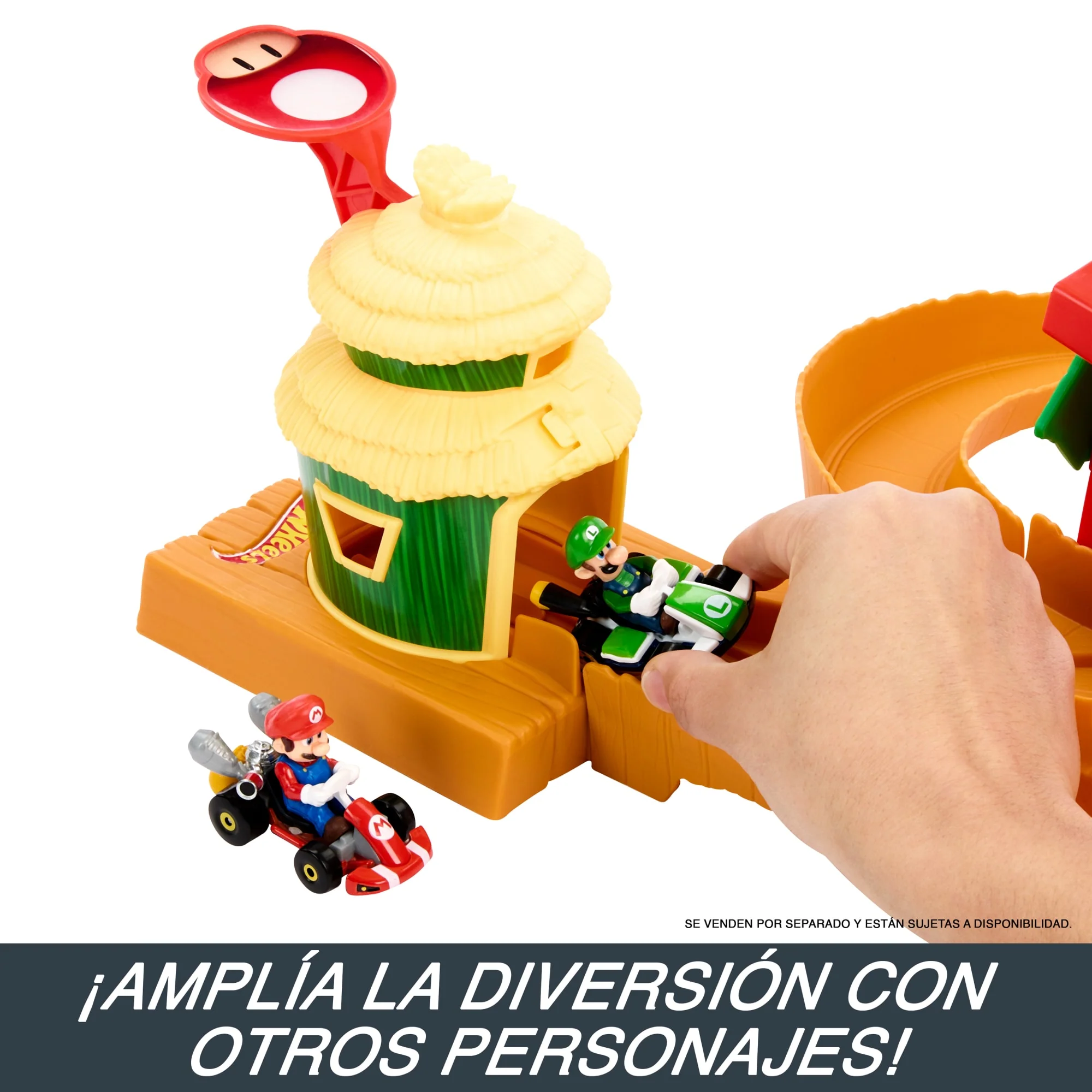 Conjunto De Juego Carrera En La Selva De “Super Mario Bros.: La Película” De Hot Wheels Con Un Coche De Juguete Metálico De Mario - Image 4