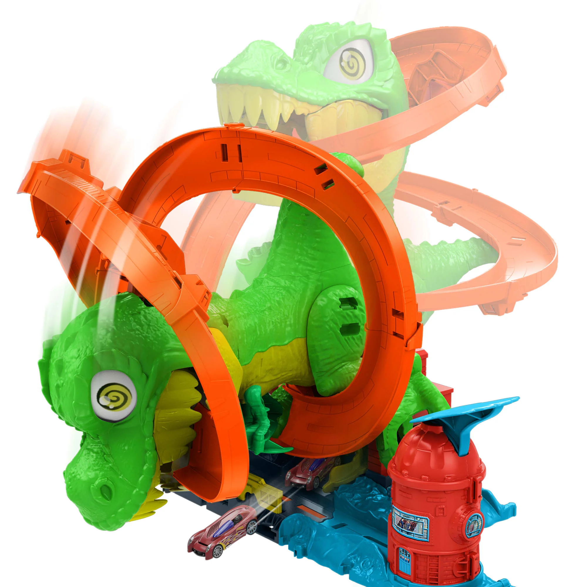 Hot Wheels City T-Rex-Feuerschlacht Spielset Und Die-Cast-Spielzeugauto Im Maßstab 1:64, Gegnerischer Dinosaurier - Image 5