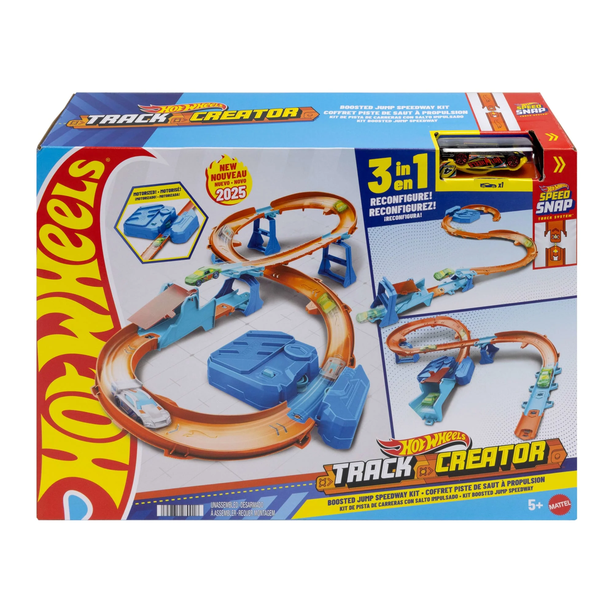 Conjunto De Juego Circuito Supersalto De Track Creator De Hot Wheels Con Coche De Juguete A Escala 1:64 Y Propulsor Motorizado