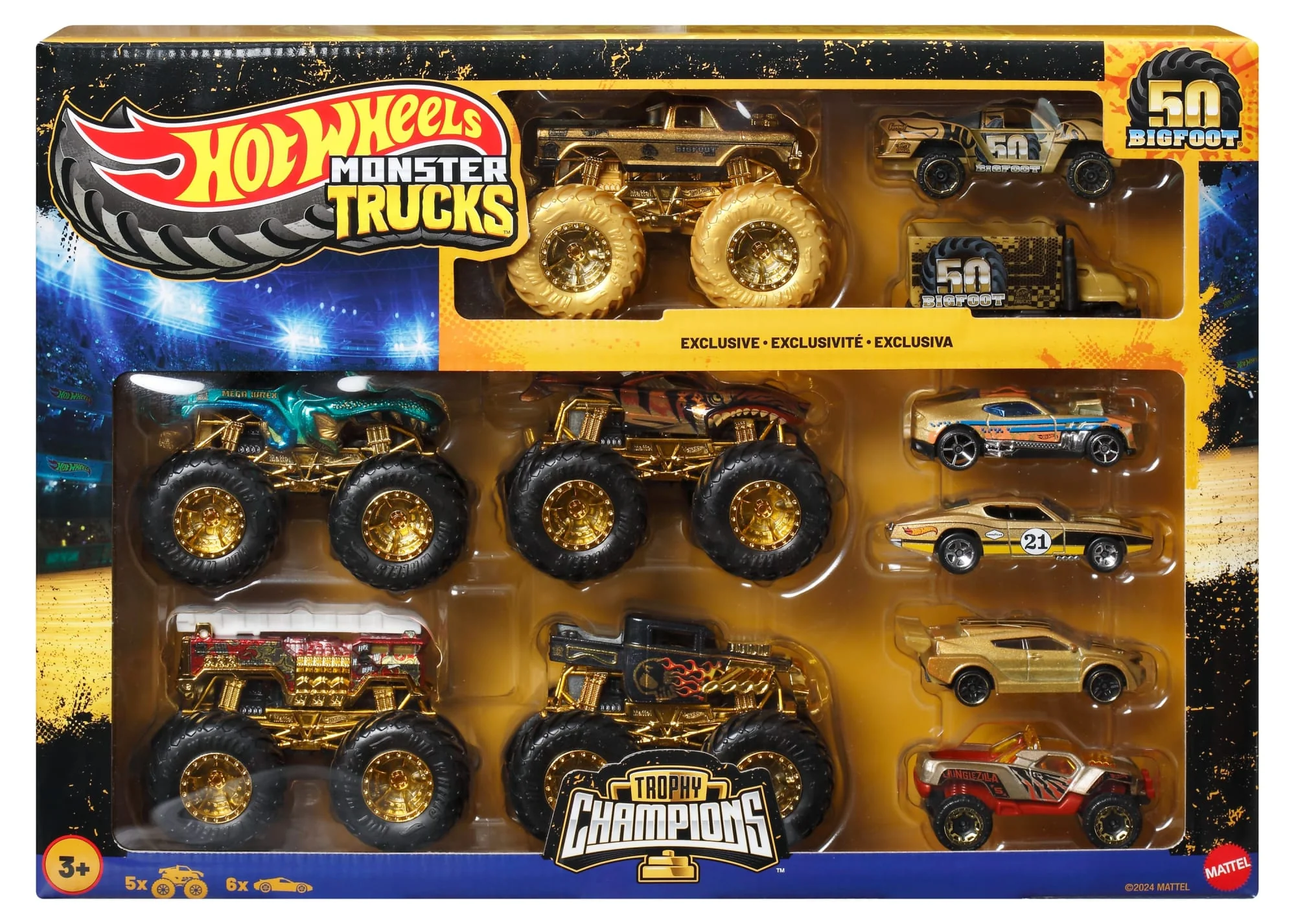 Hot Wheels-Trophy Champions-Coffret Véhicules Monster Trucks