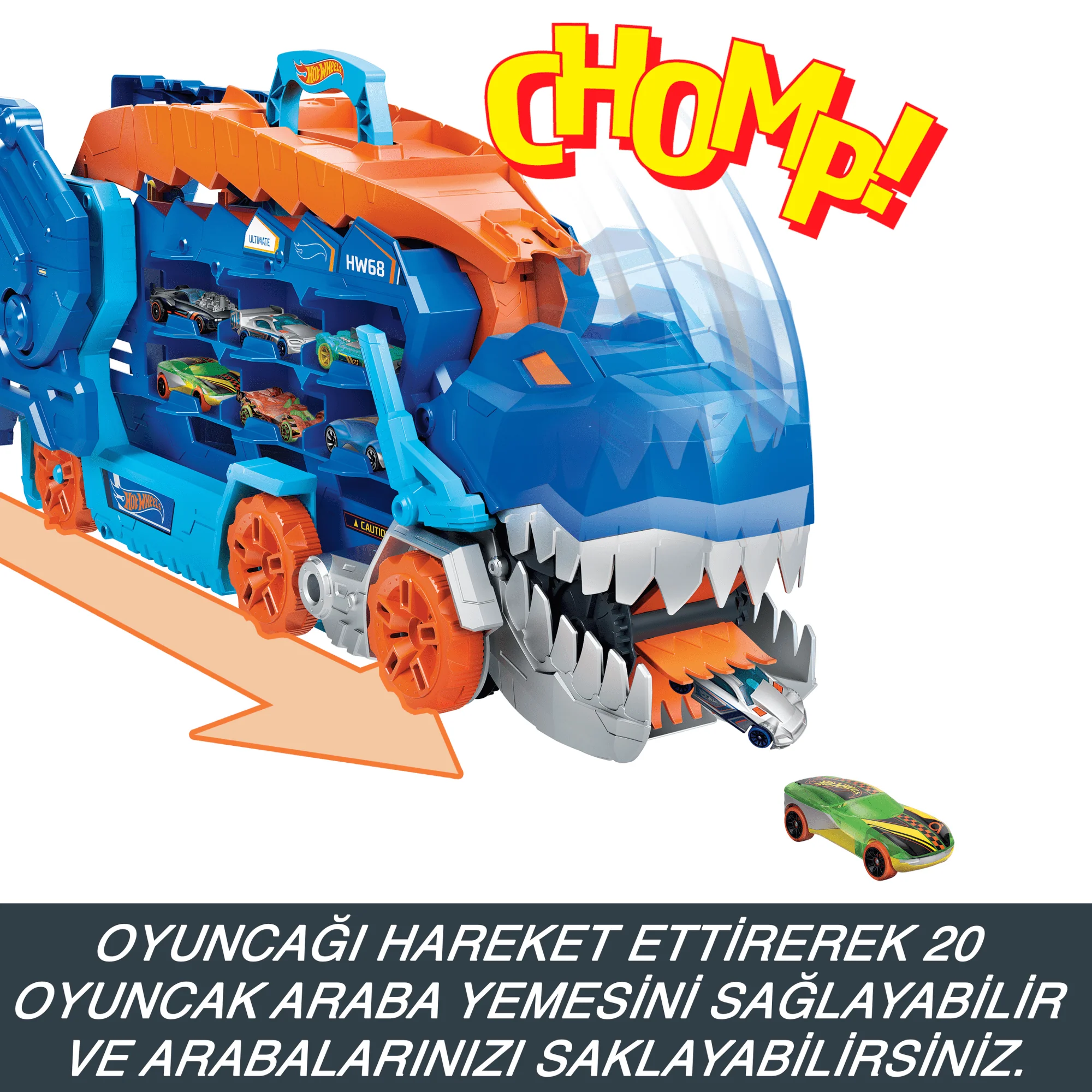 Hot Wheels Şehri Ultimate T-Rex Tır, Yarış Pistli Bir T-Rex'E Dönüşür, 20'Den Fazla Arabayı Depolar - Image 3