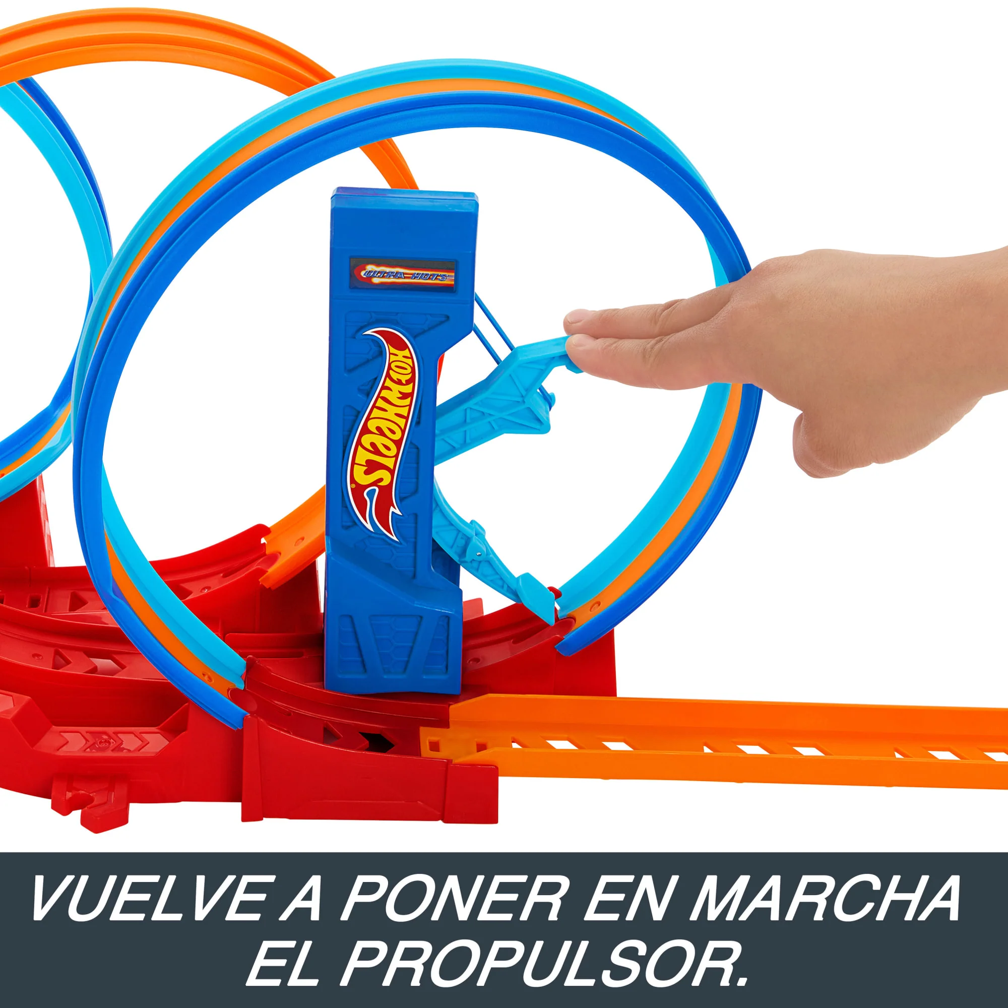 Conjunto De Pista Loopings Locos Ultra Hots De Hot Wheels Con 3 Loopings Y 1 Coche Hot Wheels - Image 4