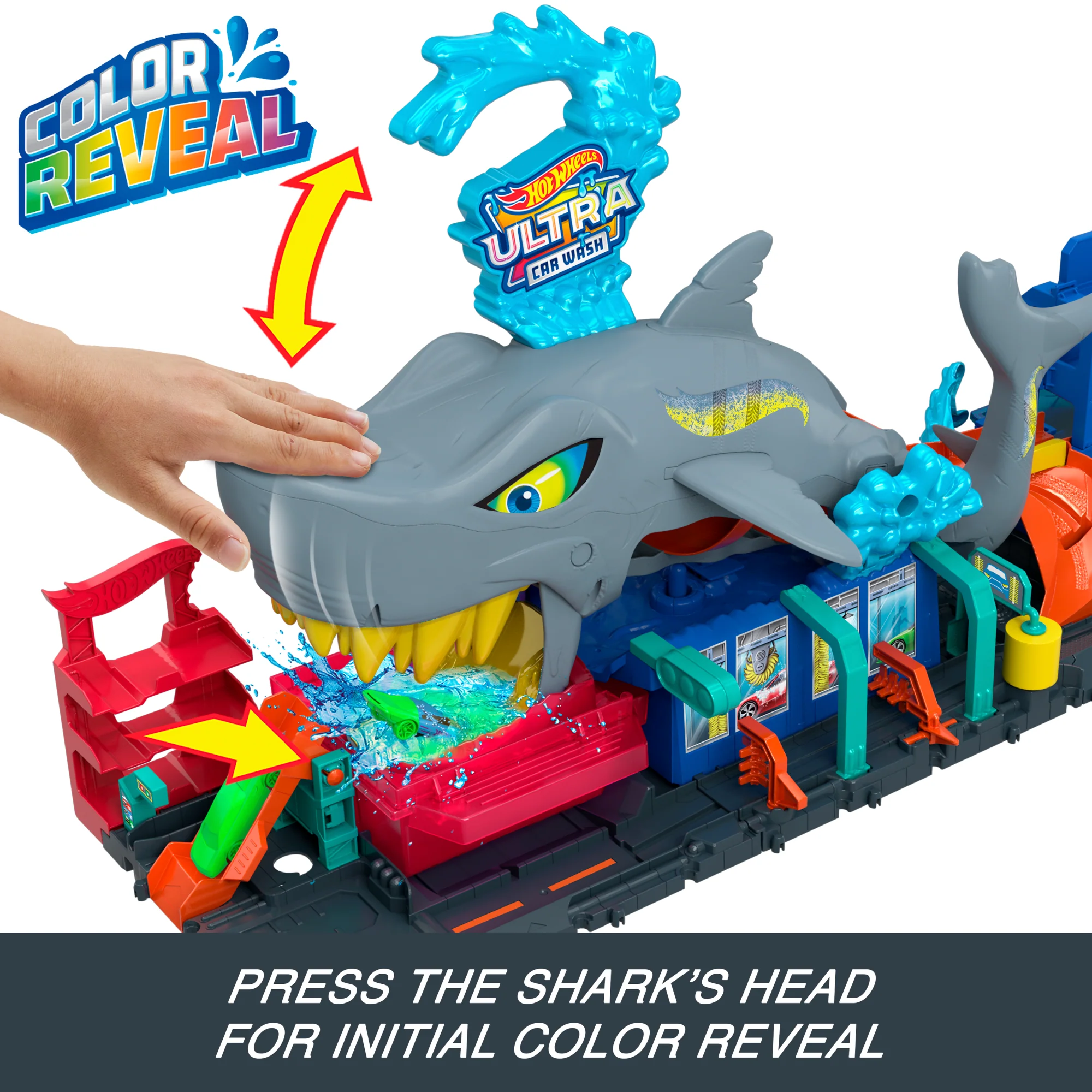 Hot Wheels City Ultra Shark Car Wash With Color Reveal Toy Car Featured in “Let's Race” - Image 3