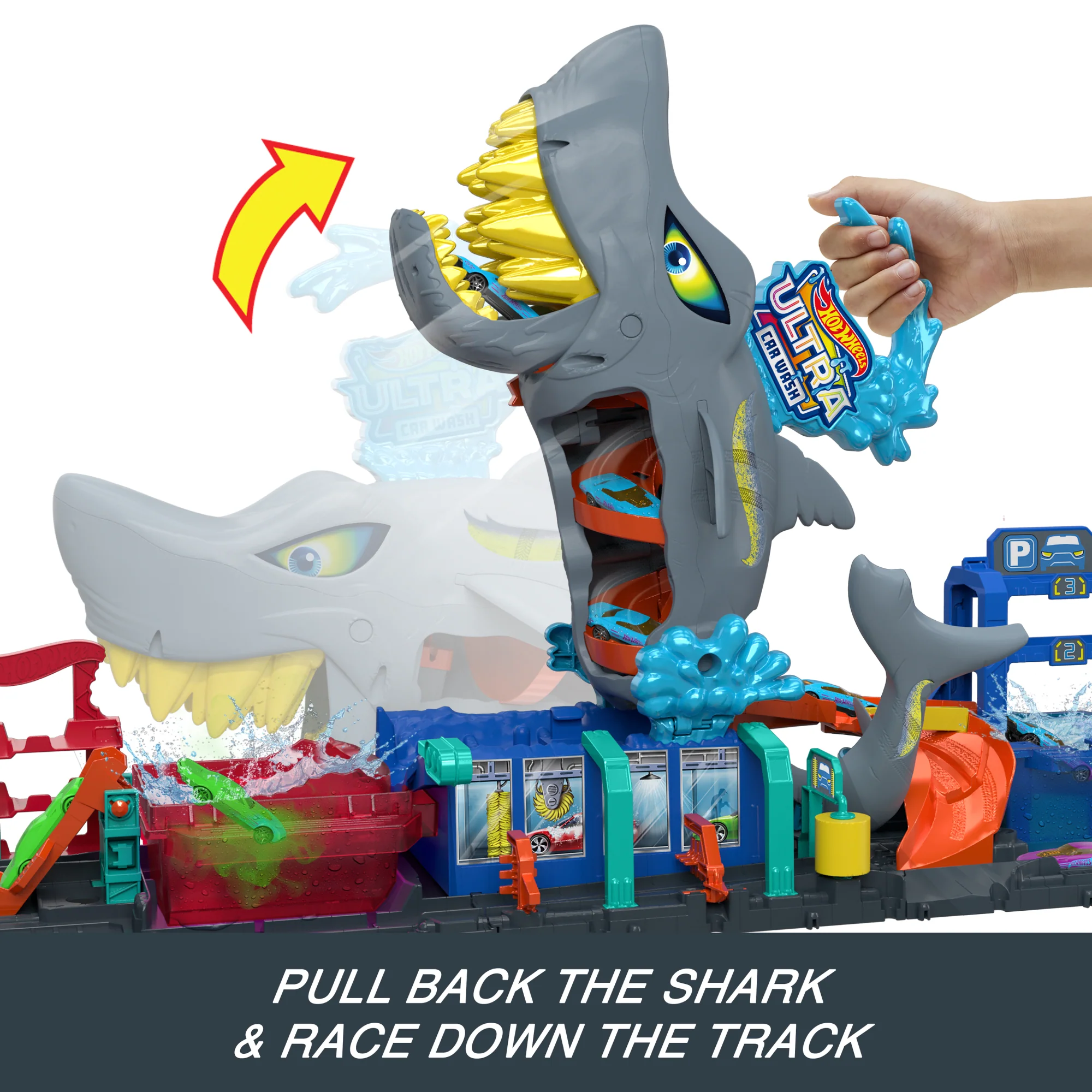 Hot Wheels City Ultra Shark Car Wash With Color Reveal Toy Car Featured in “Let's Race” - Image 4