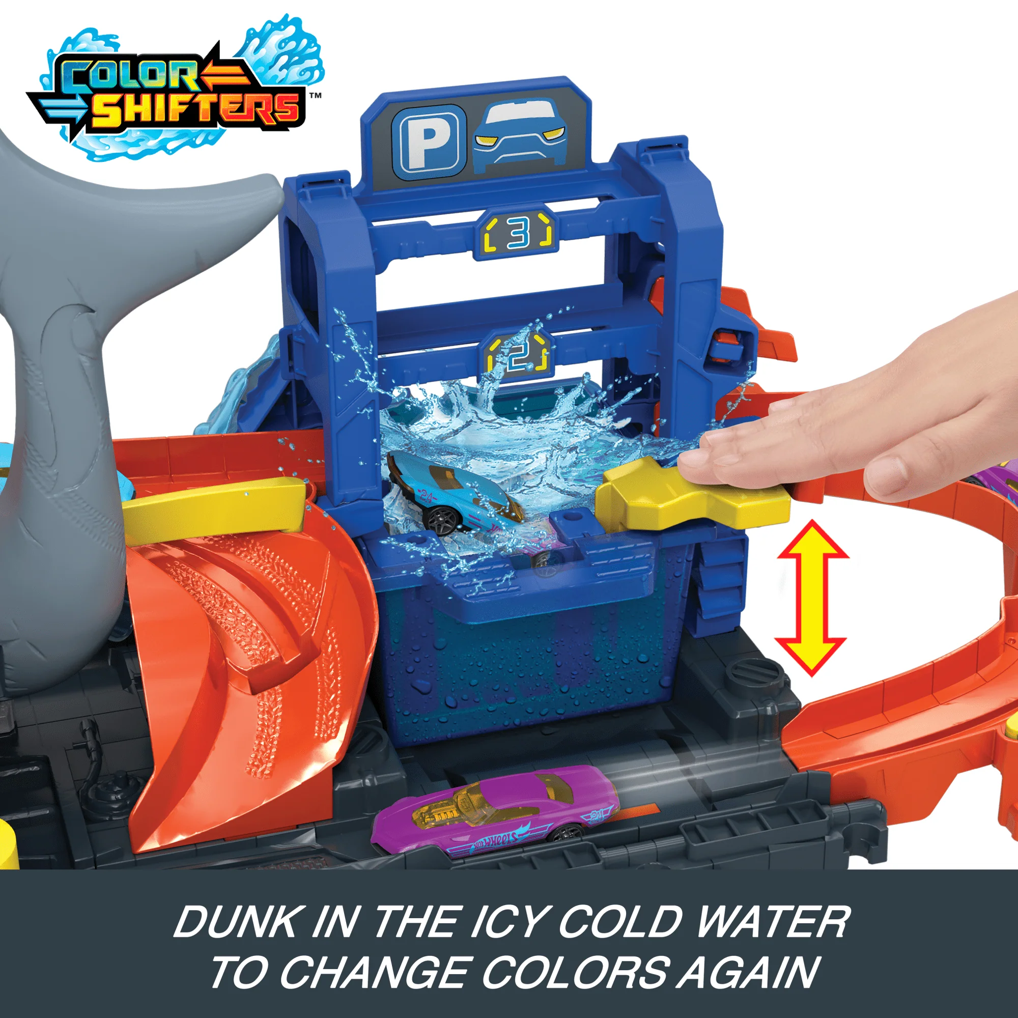 Hot Wheels City Ultra Shark Car Wash With Color Reveal Toy Car Featured in “Let's Race” - Image 5