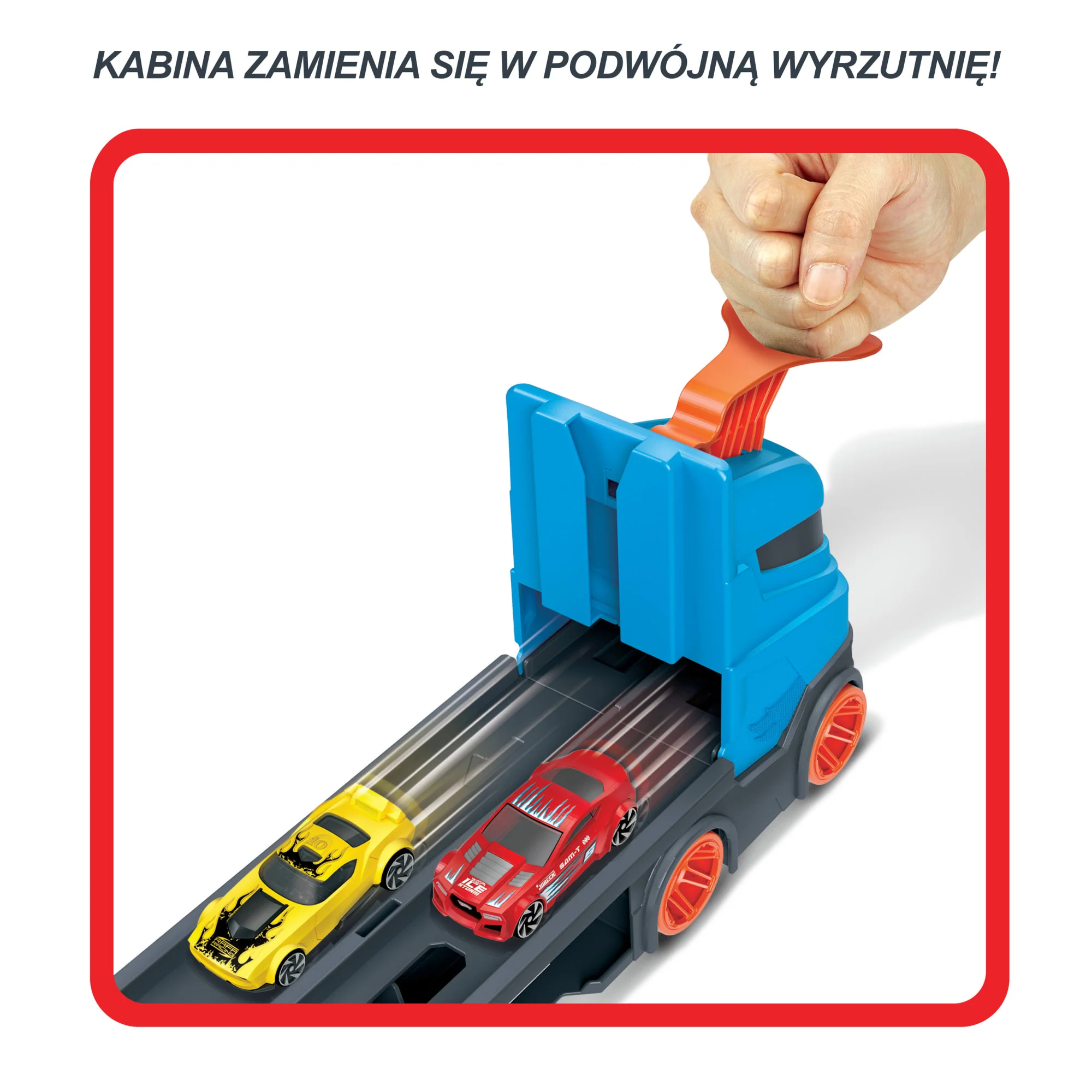 Hot Wheels Wyścigowy transporter 2w1 Ciężarówka z torem rajdowym + 3 samochodziki - Image 5