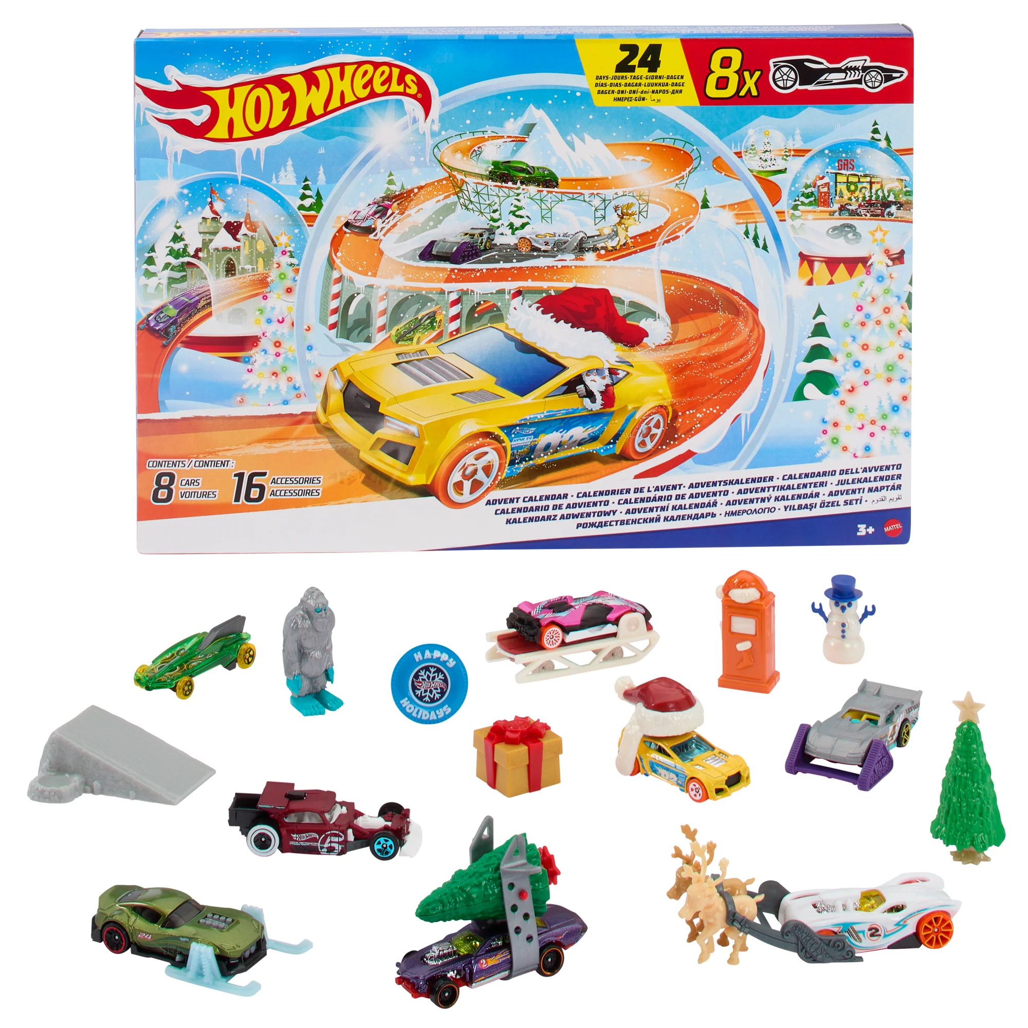Hot Wheels-Calendrier De L’Avent 2024-8 Voitures Et 16 Accessoires