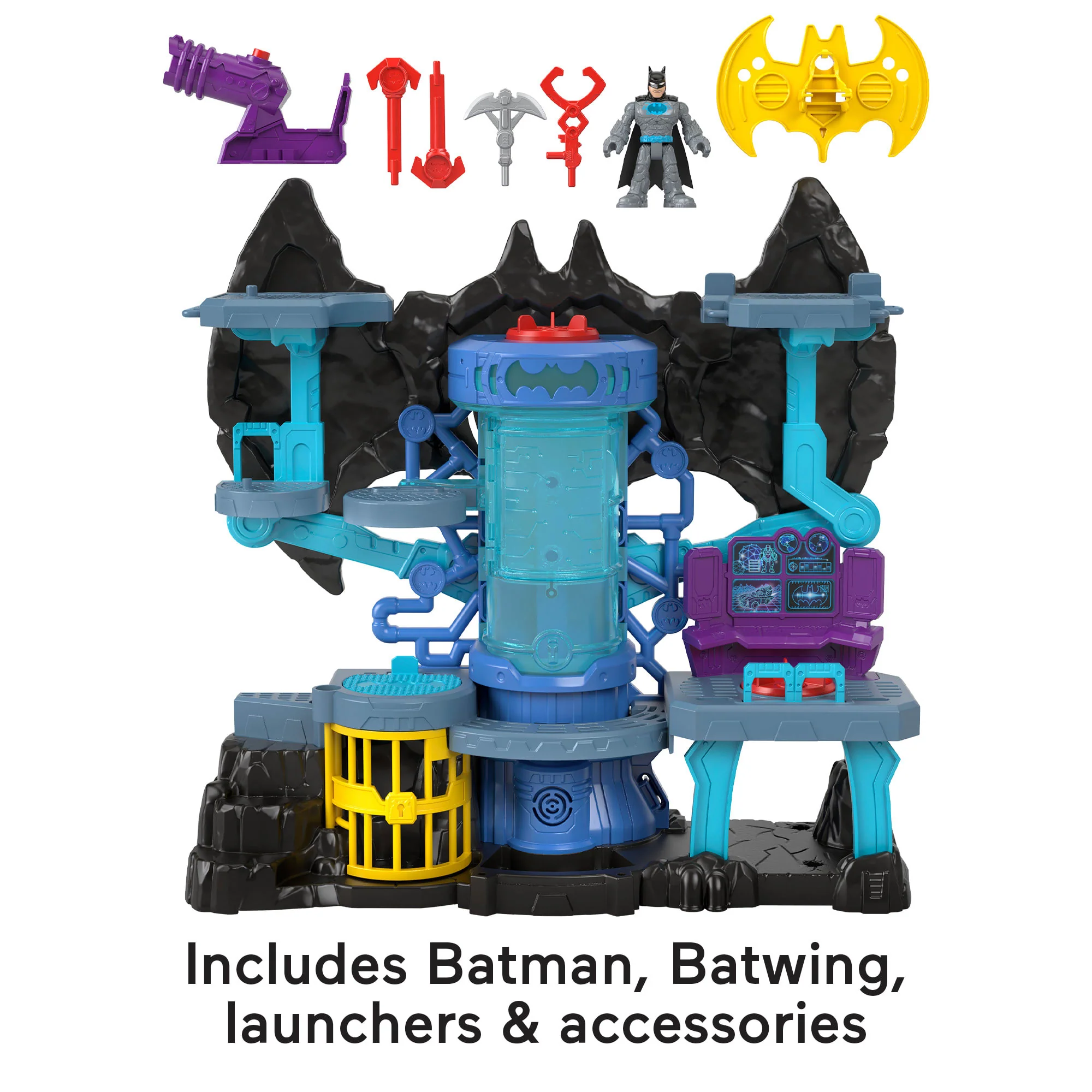 The Imaginext DC Super Friends Bat-Tech Batcave Features A Batman Figurine And Various Crime-Fighting Accessories, Perfect For Kids Aged 3+. - Image 5