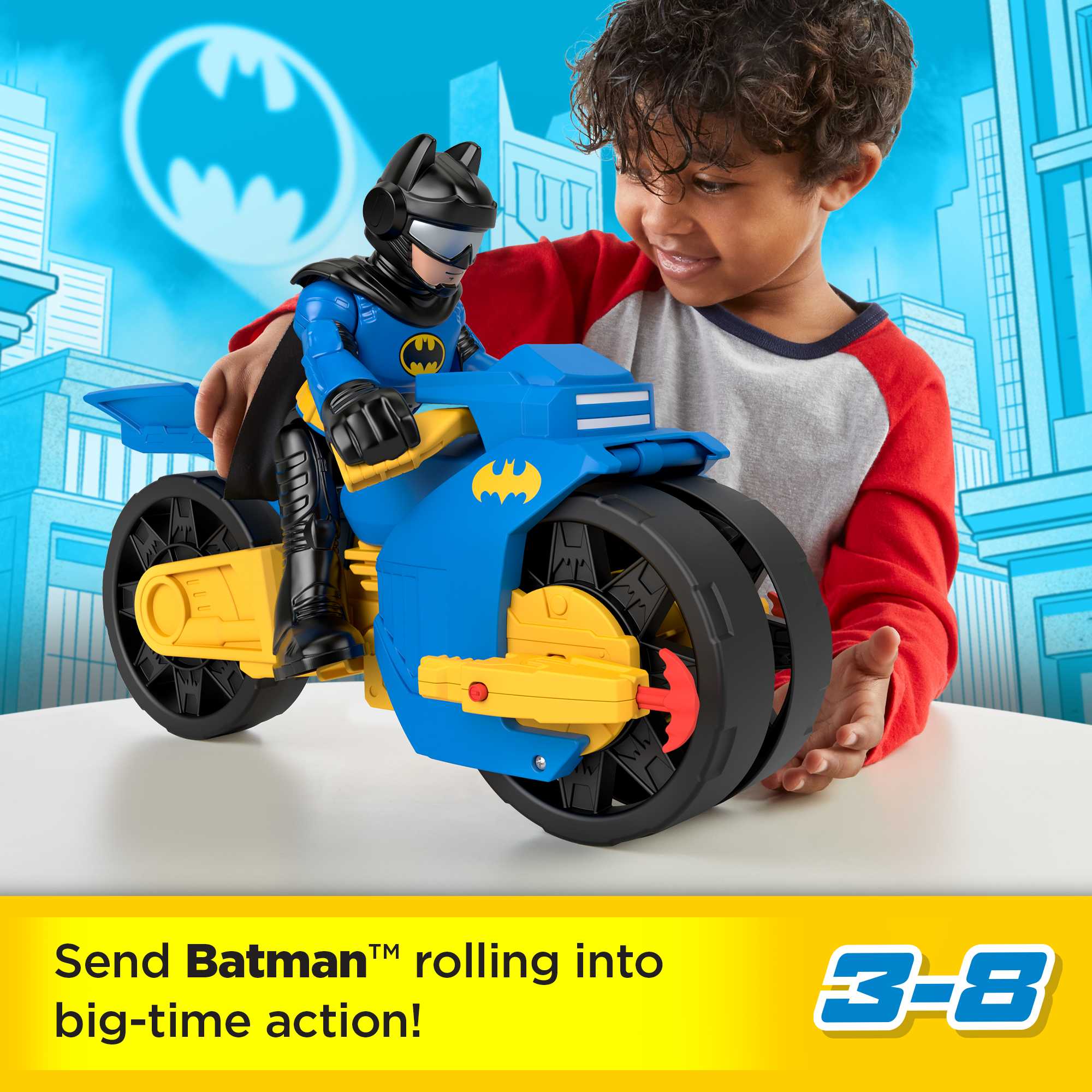 Imaginext DC Super Friends Batcyle XL & Batman - Image 2