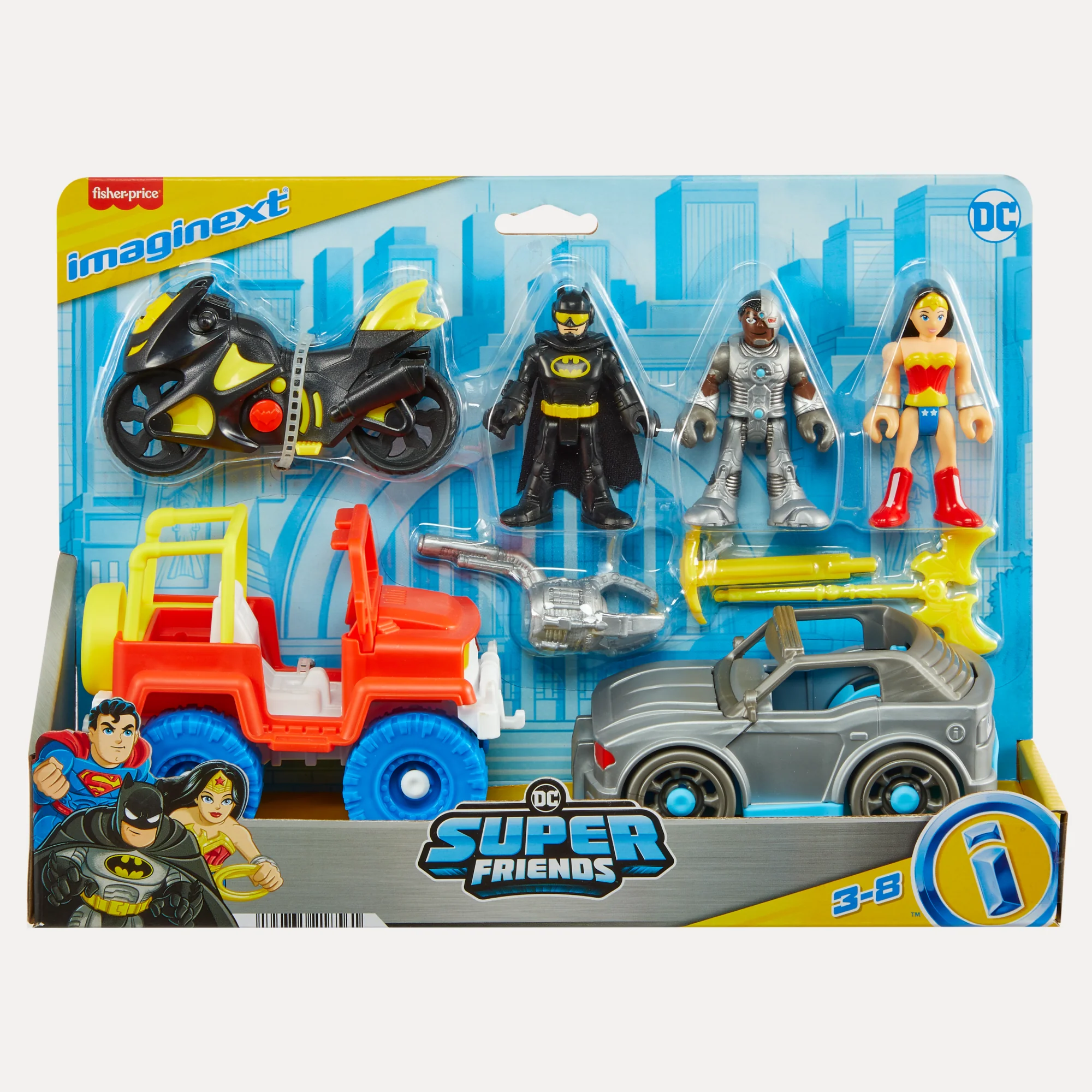 Imaginext DC Super Friends Batman Gift Set With Wonder Woman And Cyborg, 9 Piece Preschool Toy - Image 6