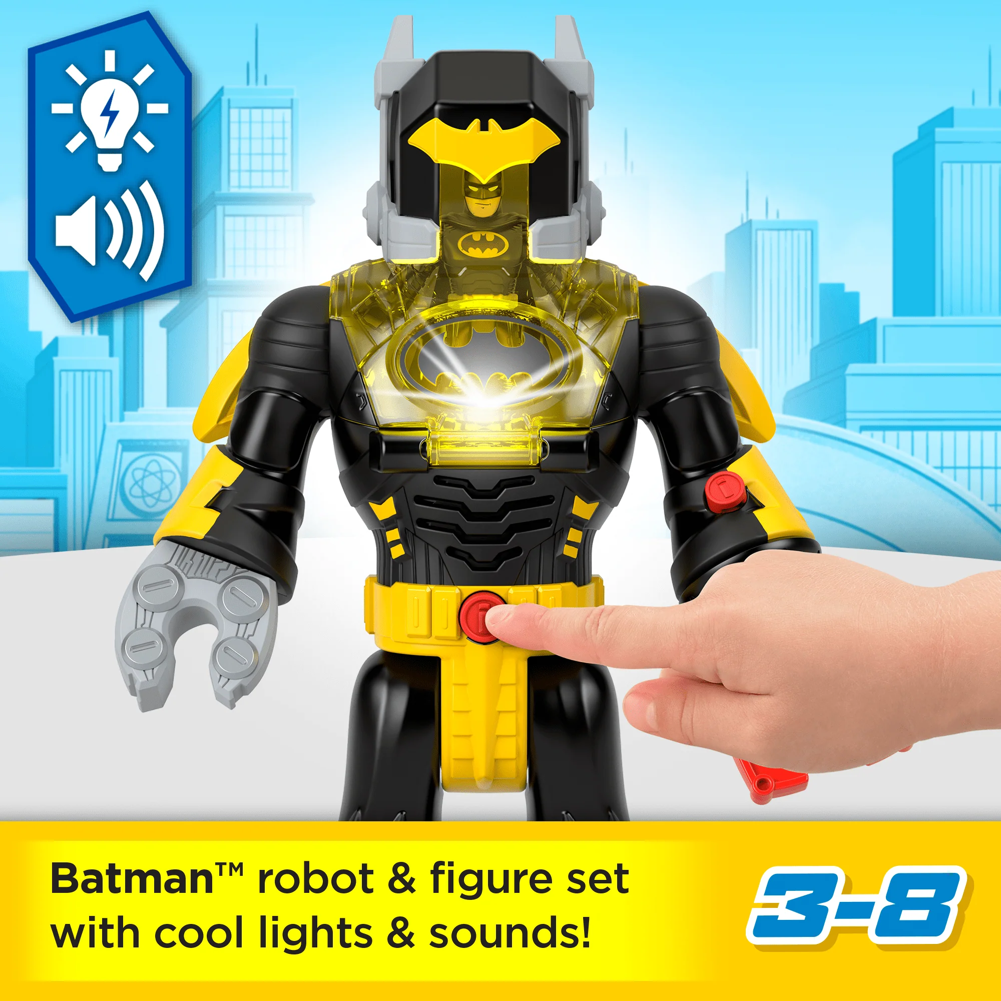 Imaginext DC Super Friends Batman Insider & Exo Suit Black Robot With Lights & Sounds, 6 Pieces - Image 2