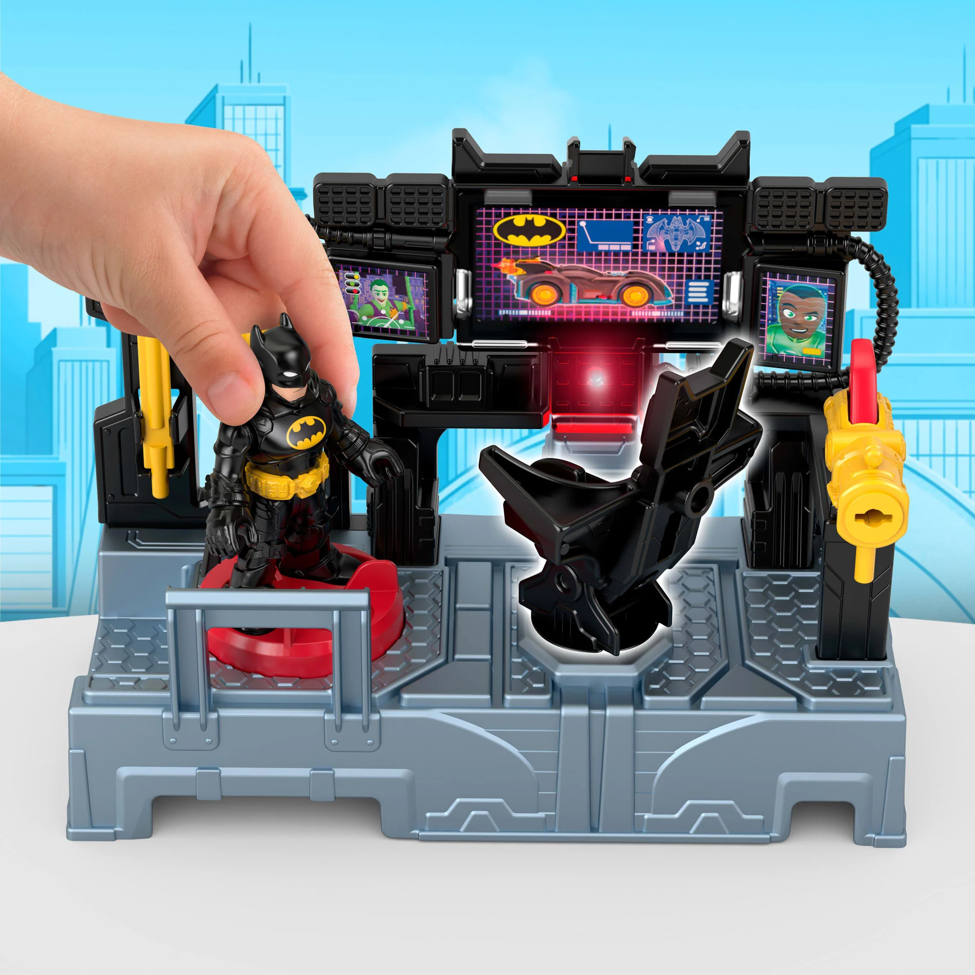 Παιχνίδια Imaginext DC Super Friends Αρχηγείο Σετ Με Φώτα Και Φιγούρα Batman - Image 2