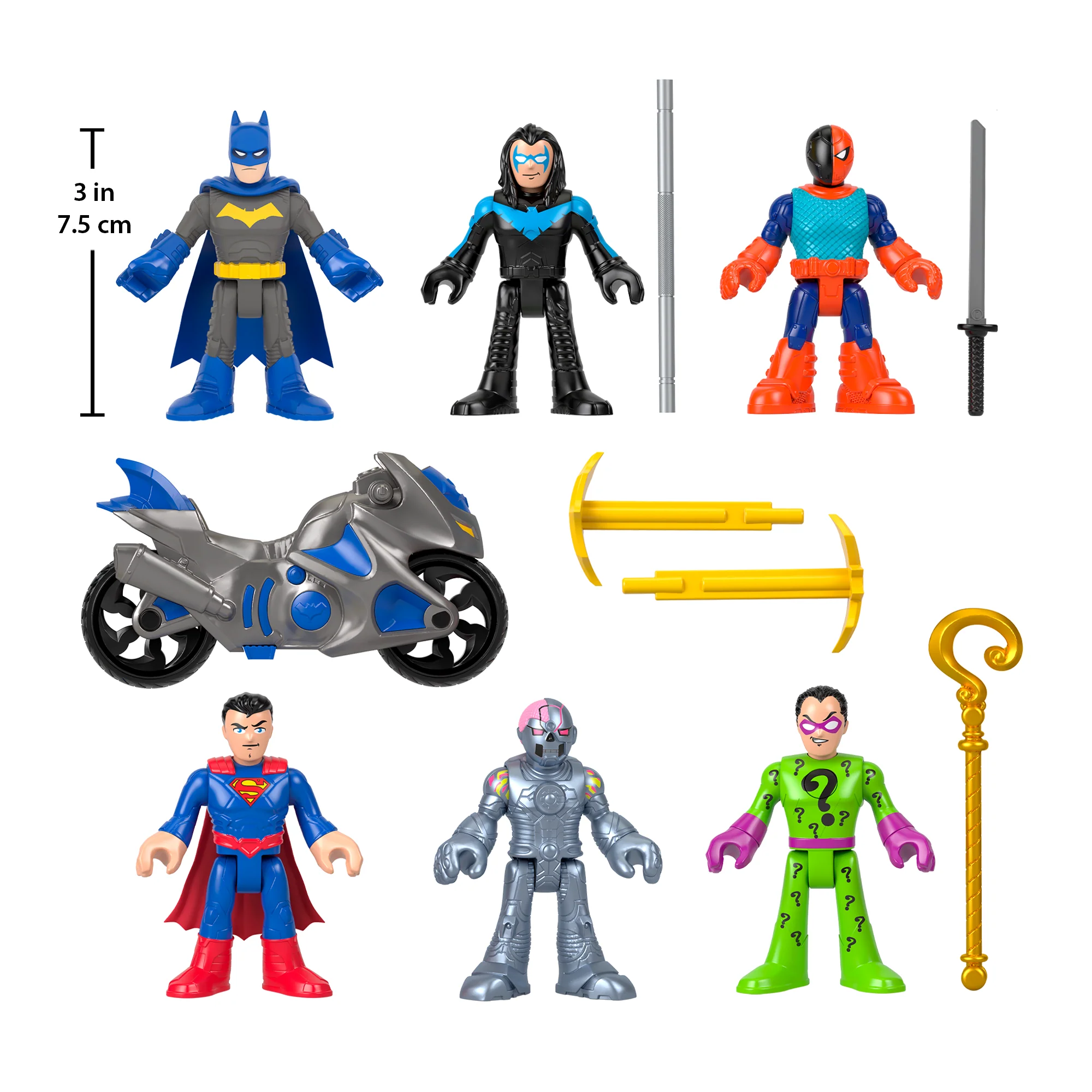 Imaginext DC Super Friends Deluxe Figür Paketi, Okul Öncesi Çağdaki Çocuklar Için Batman Oyuncakları, 9 Parça - Image 2