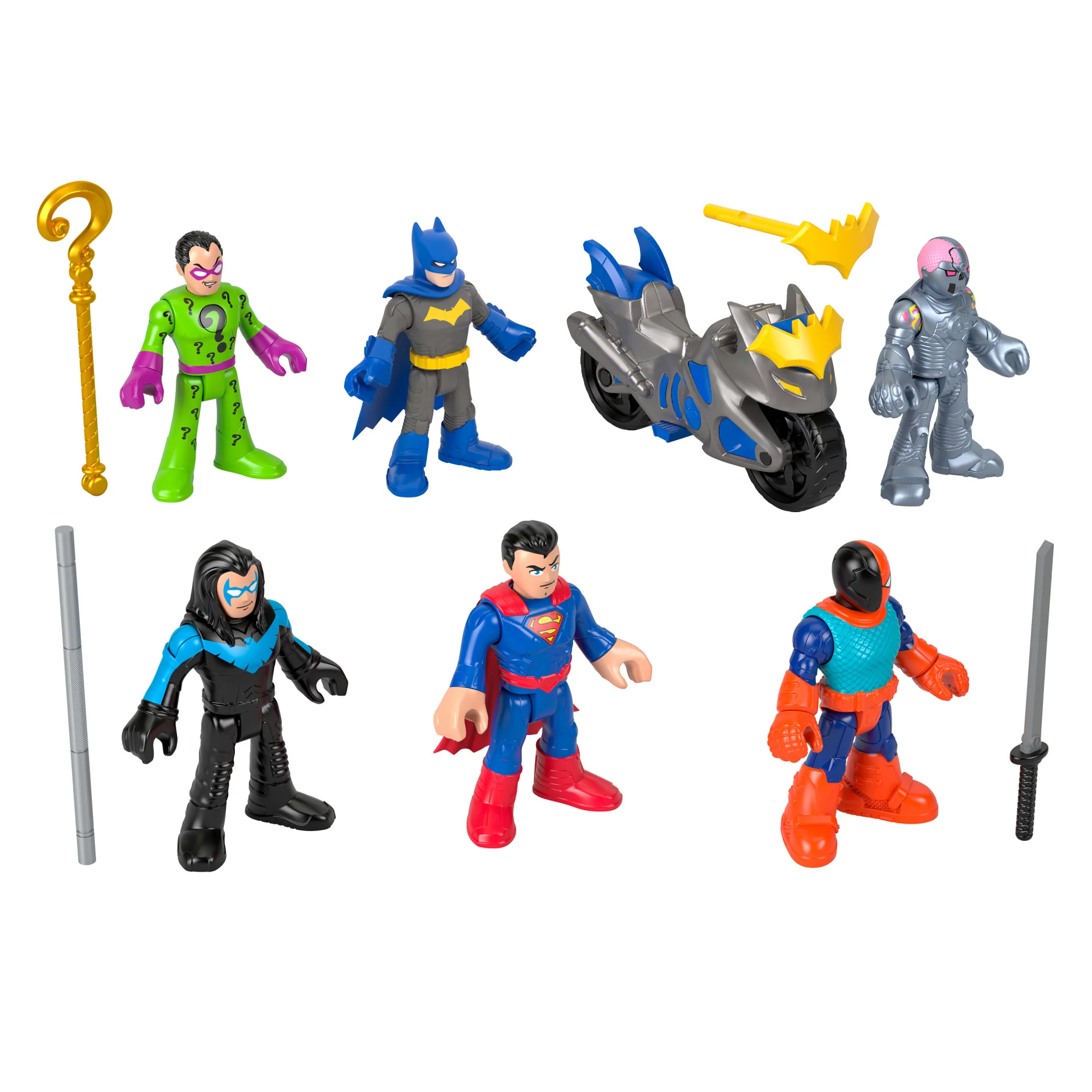 Imaginext DC Super Friends Deluxe Figür Paketi, Okul Öncesi Çağdaki Çocuklar Için Batman Oyuncakları, 9 Parça - Image 4
