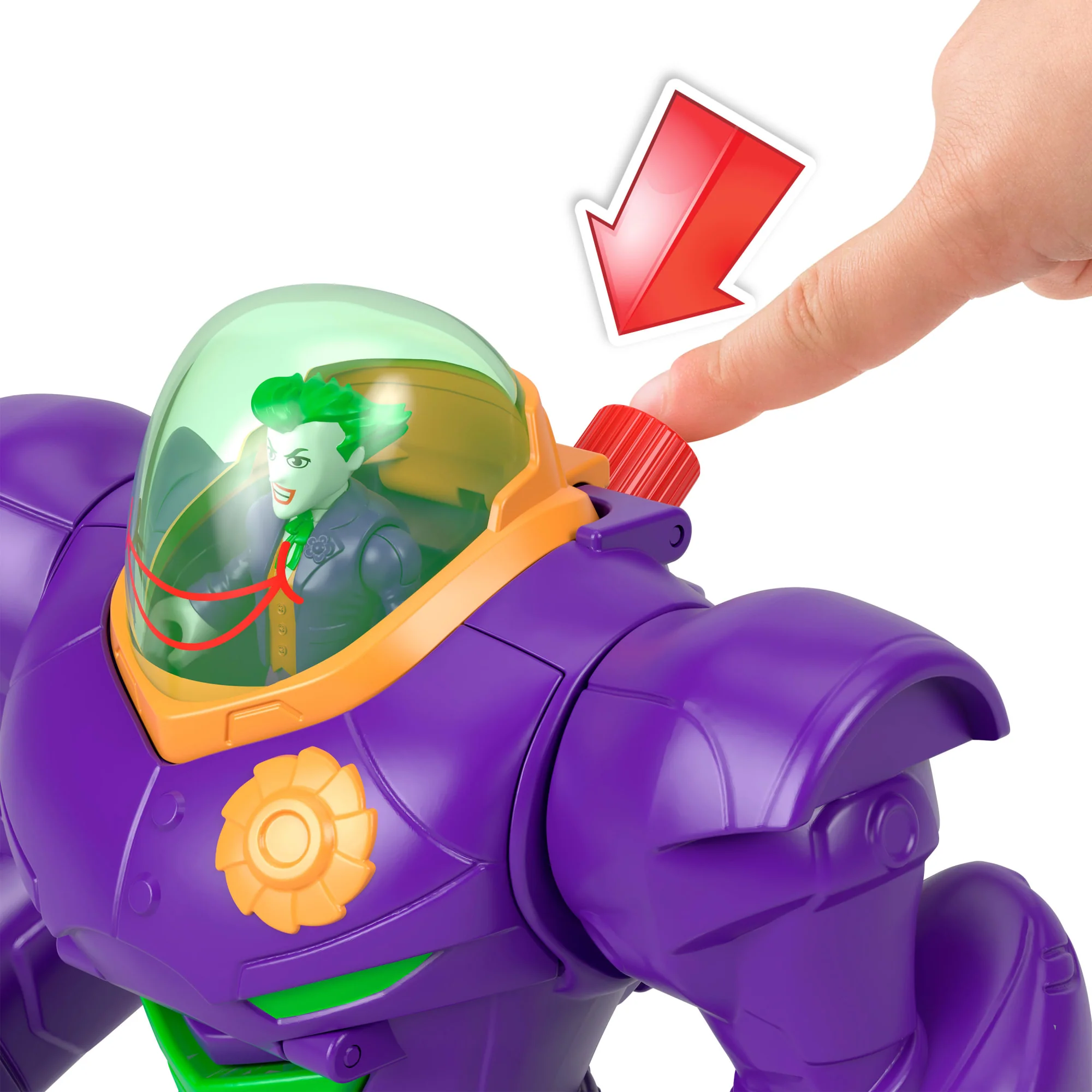 Fırlatıcı Ve Aksiyon Figürü Gibi Aksesuarlarla Fisher-Price Imaginext DC Super Friends Joker'in Çekiçli Mekanik Robotu - Image 3