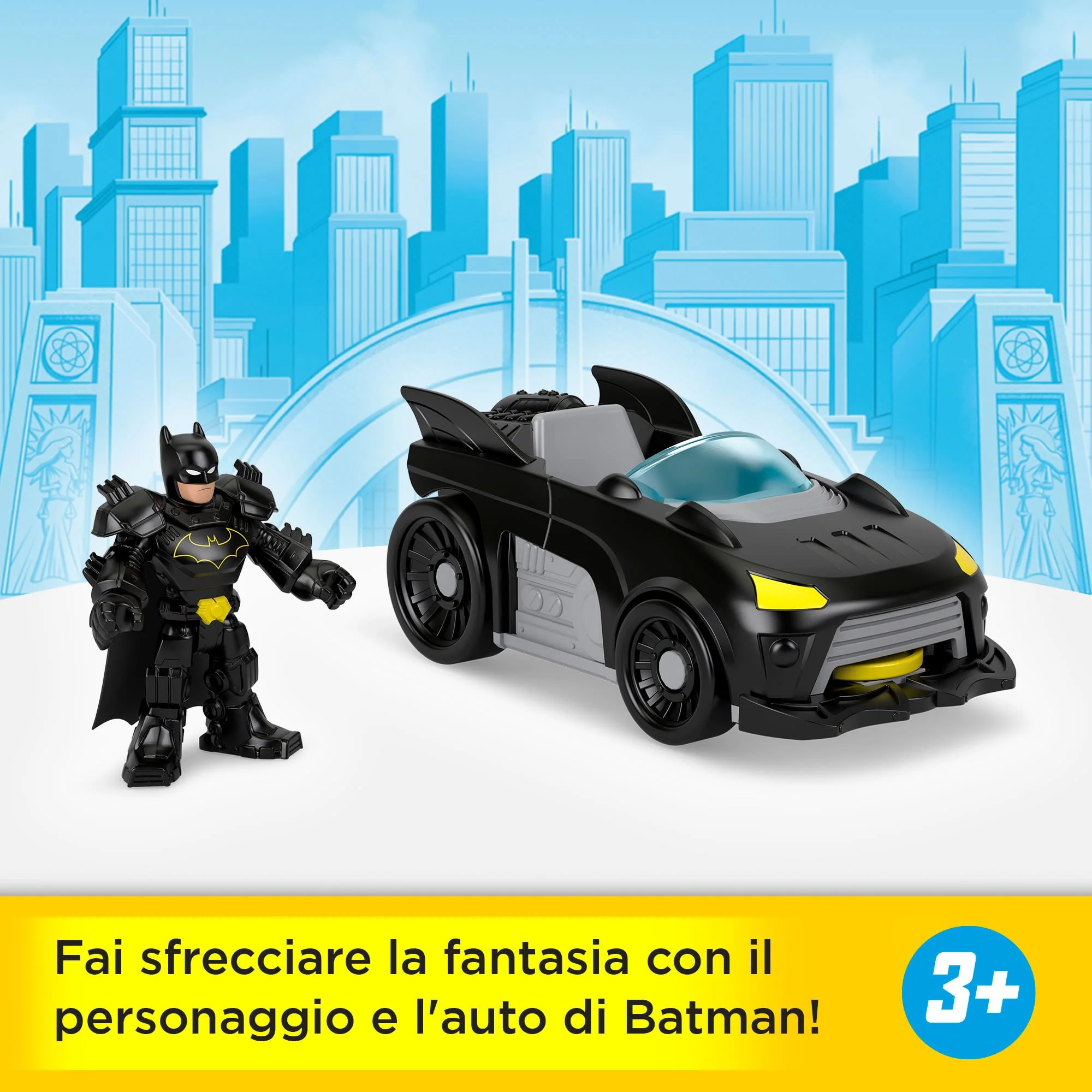 Fisher-Price Imaginext DC Super Friends Metal Force Batmobile, Macchinina Giocattolo E Action Figure Di Batman - Image 2
