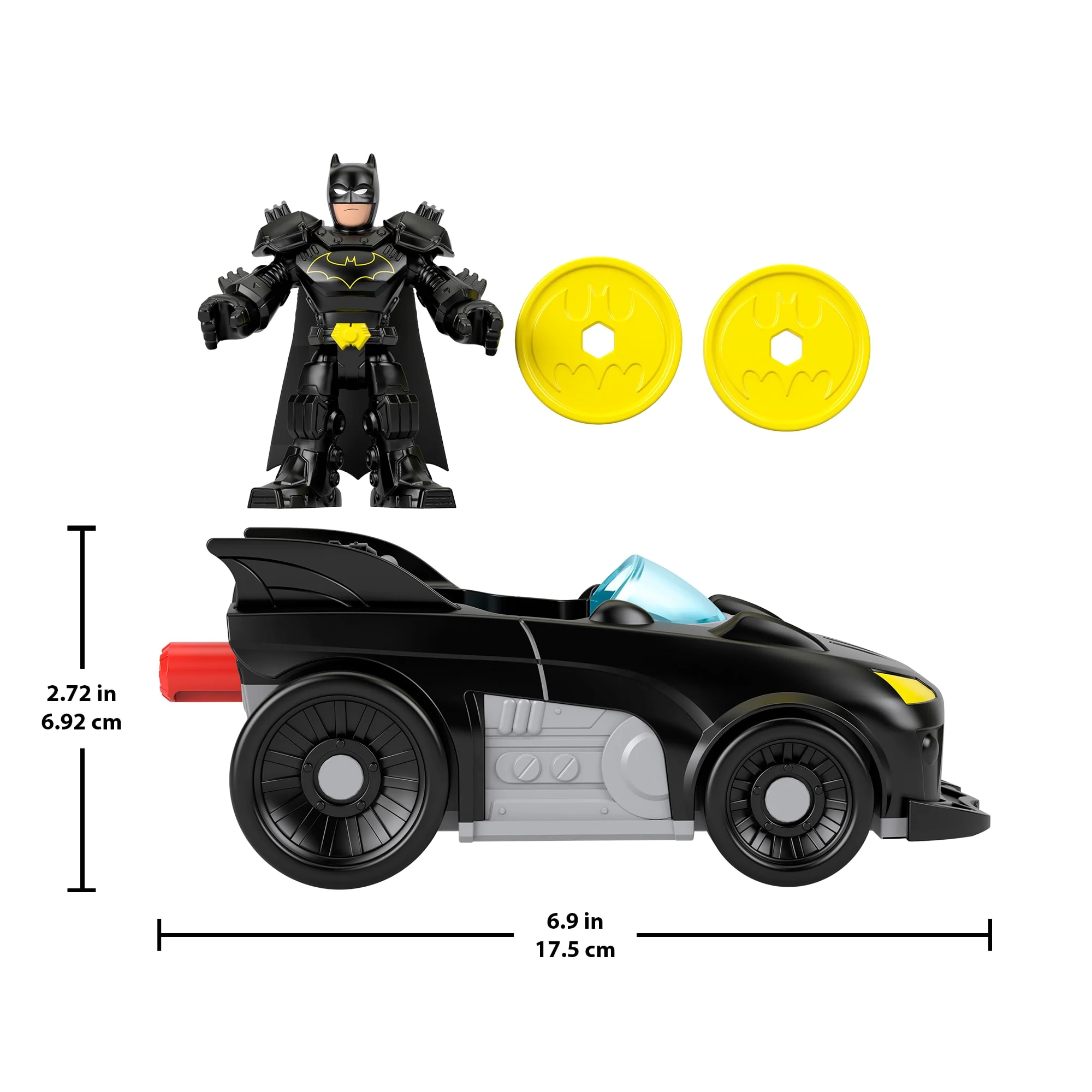 Fisher-Price Imaginext DC Super Friends Metal Force Batmobile, Macchinina Giocattolo E Action Figure Di Batman - Image 4