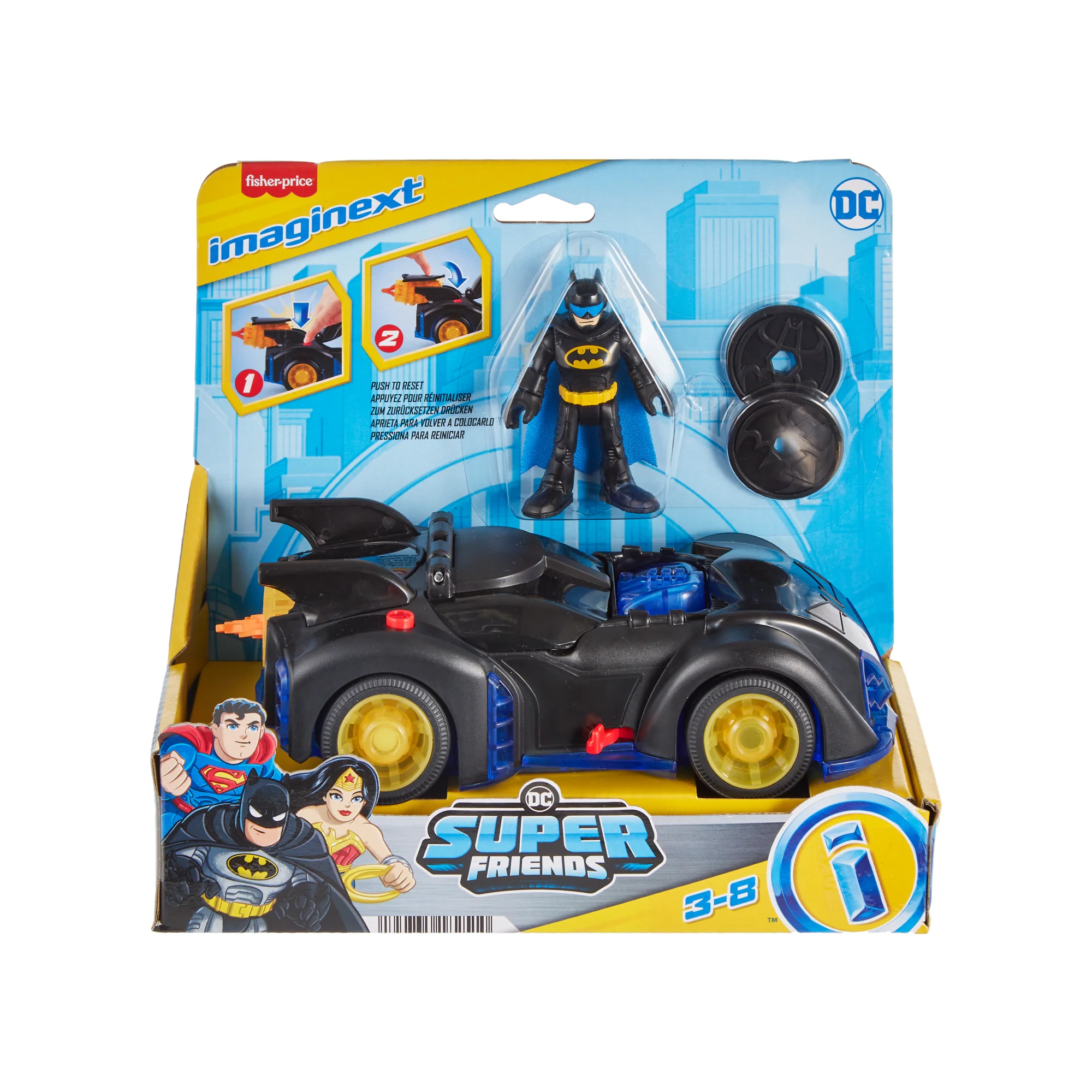 Imaginext Dc Super Friends Shake & Spin Batmobile And Batman Figure Set, 4 Pieces - Image 6