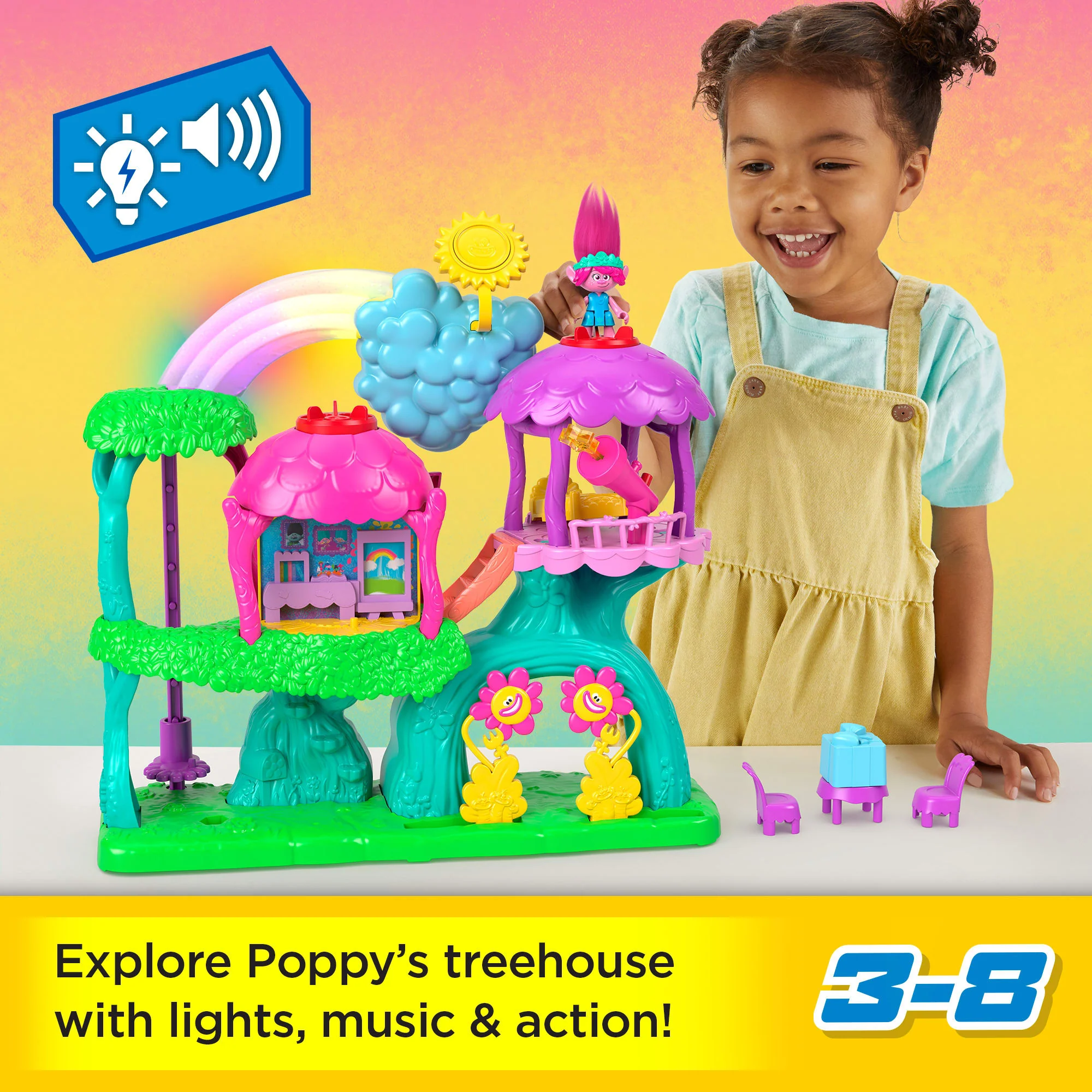 Imaginext DreamWorks Trolls Lights & Sounds Rainbow Treehouse - Image 2