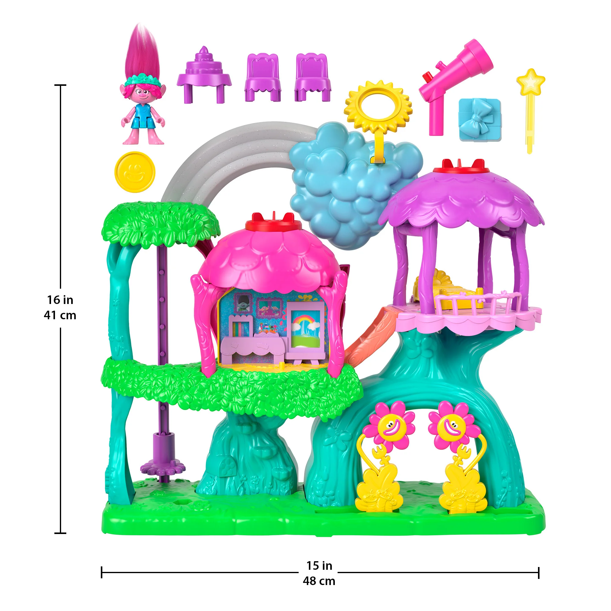 Imaginext DreamWorks Trolls Lights & Sounds Rainbow Treehouse - Image 7