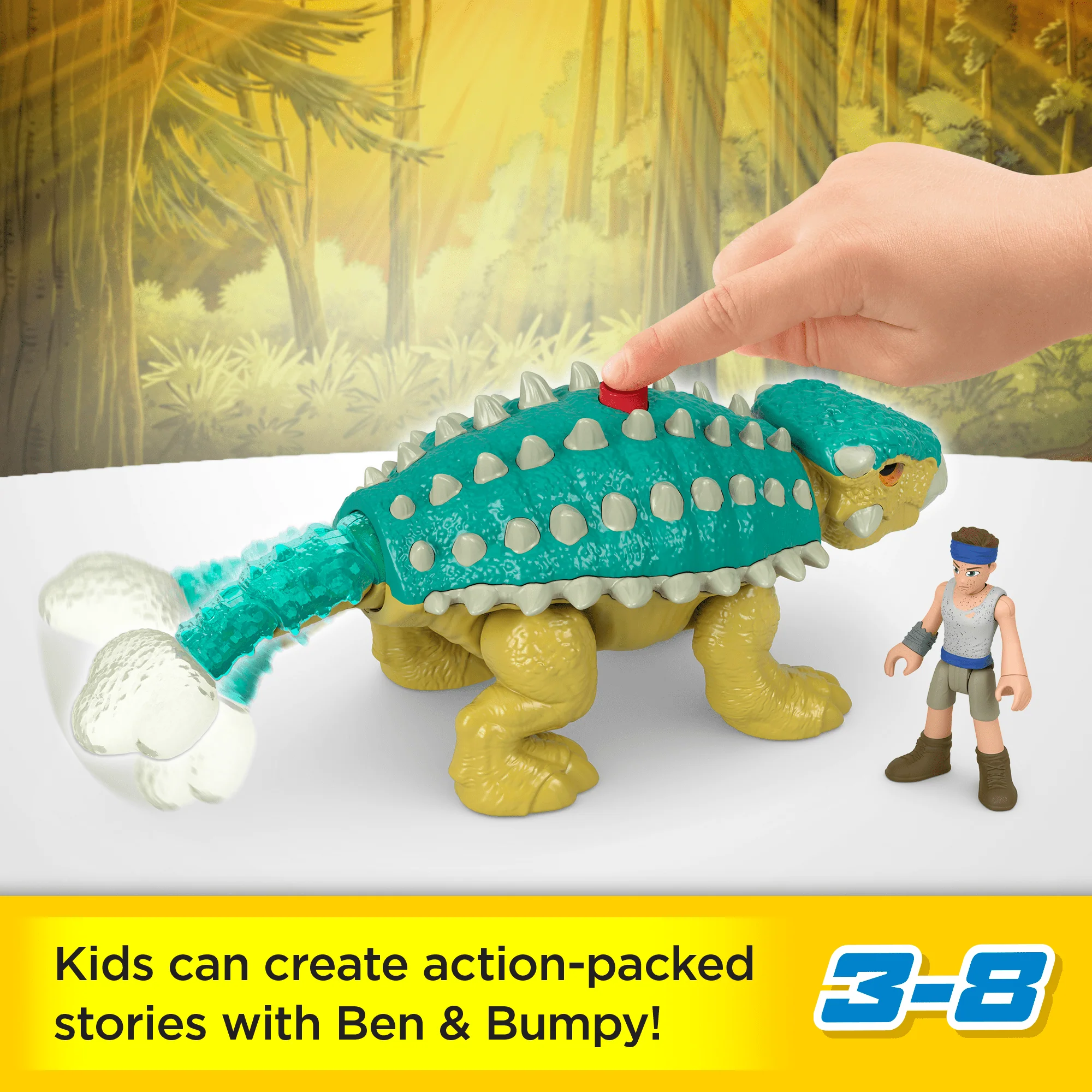 Imaginext Jurassic World Bumpy & Ben Dinosaur Toy Set For Preschool Kids, 2 Pieces - Image 2