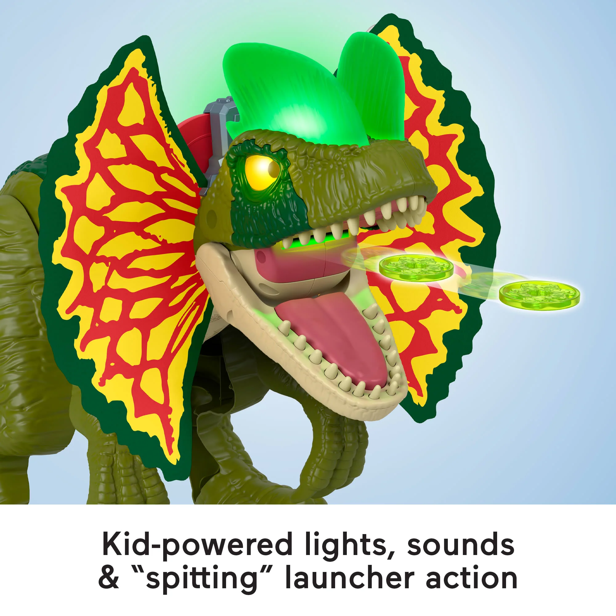 Imaginext Jurassic World Thrash Attack Dilophosaurus Dinosaur Toy With Lights & Sounds For Kids - Image 4