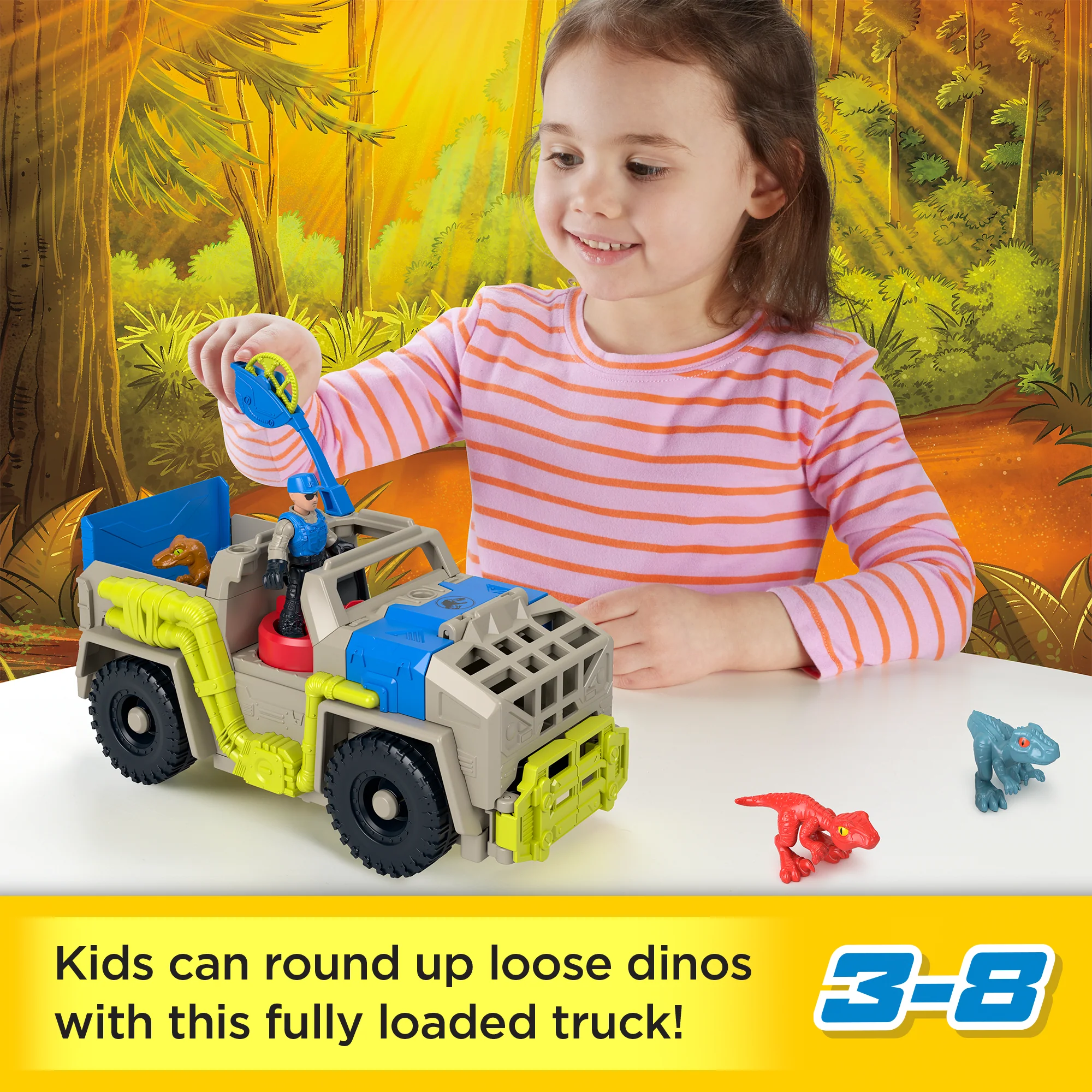 Imaginext Jurassic World Track & Transport Dino Truck Vehicle & Figure Set, 8 Pieces - Image 2