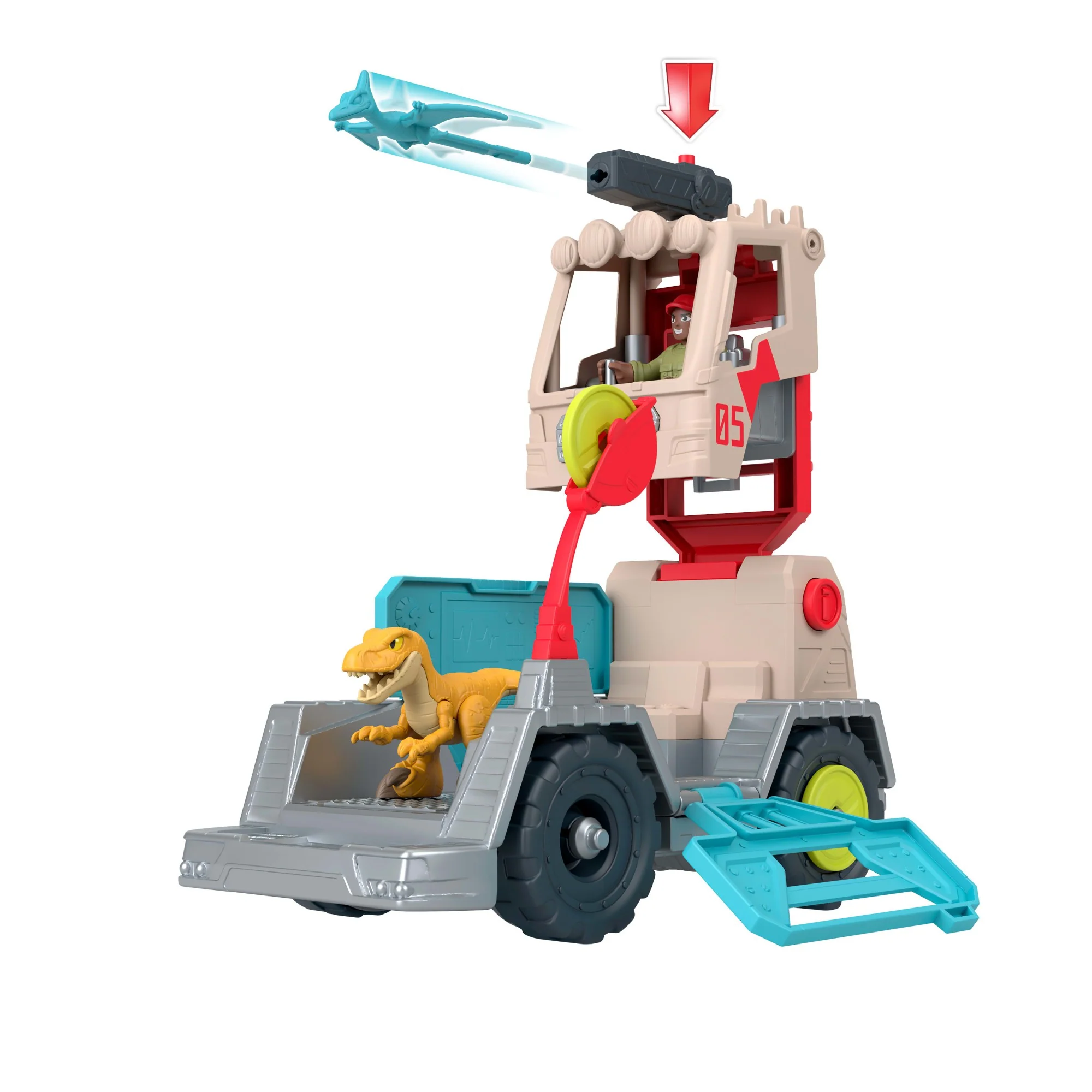 Conjunto De Juego Vehículo De Caza Transformable De Jurassic World De Imaginext Con Dinosaurio, Figura Y Proyectil - Image 5