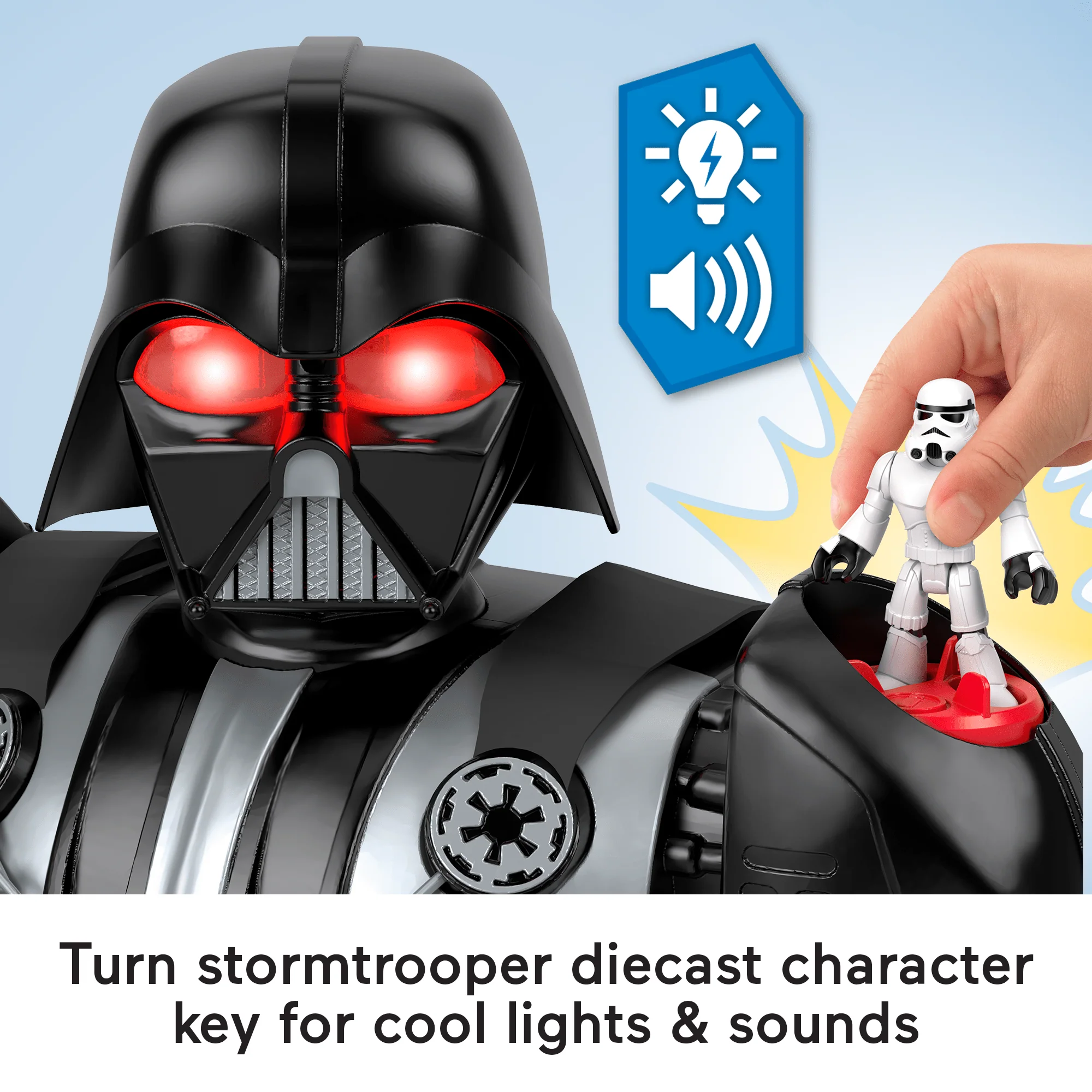 Imaginext Star Wars Darth Vader Bot 2+ Ft Toy, Lights Sounds & Stormtrooper Character Key - Image 3