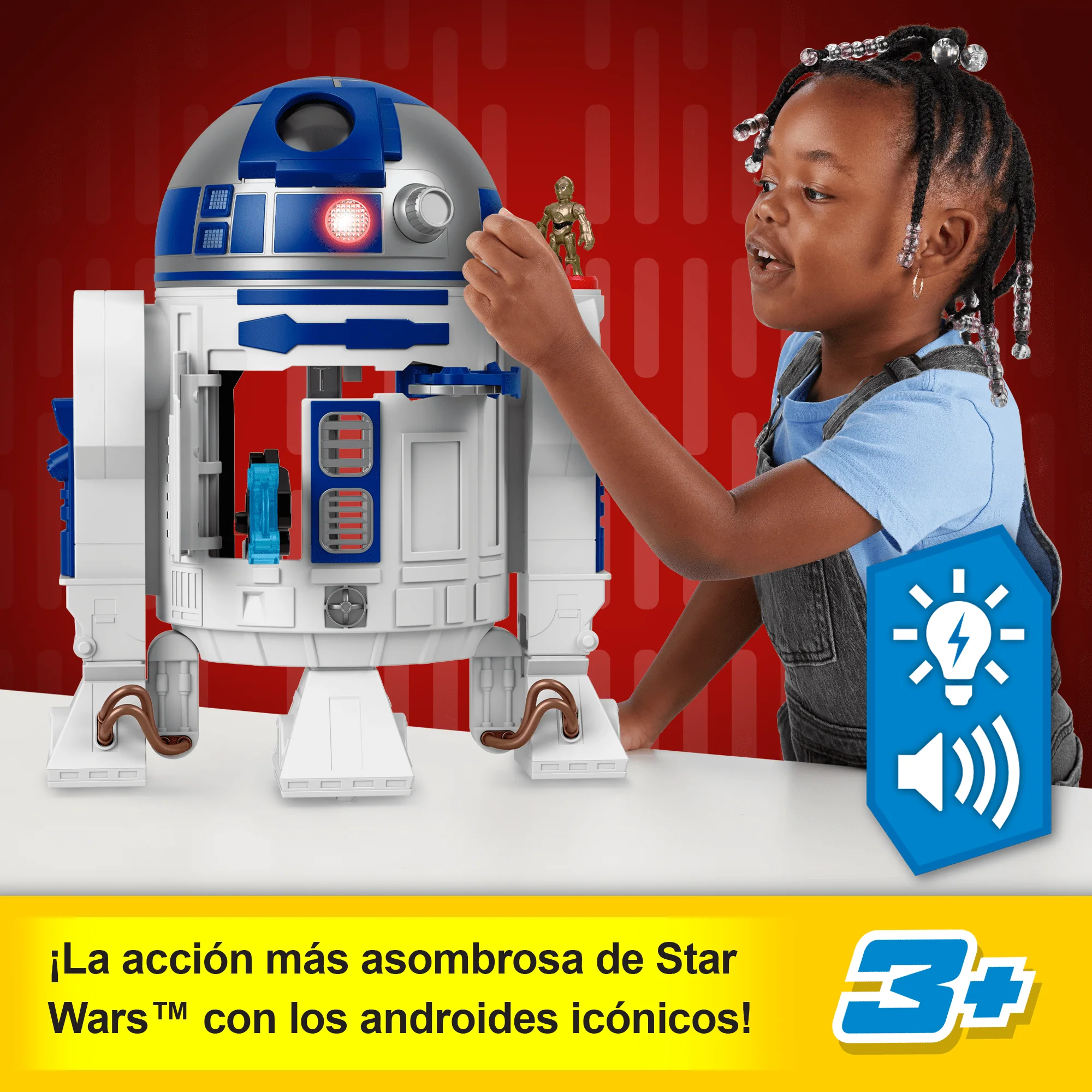 Imaginext Star Wars Juguete De R2-D2 Con Luces Y Sonidos, Y Una Figurita Metálica De C-3Po, Para Niños Y Niñas - Image 2