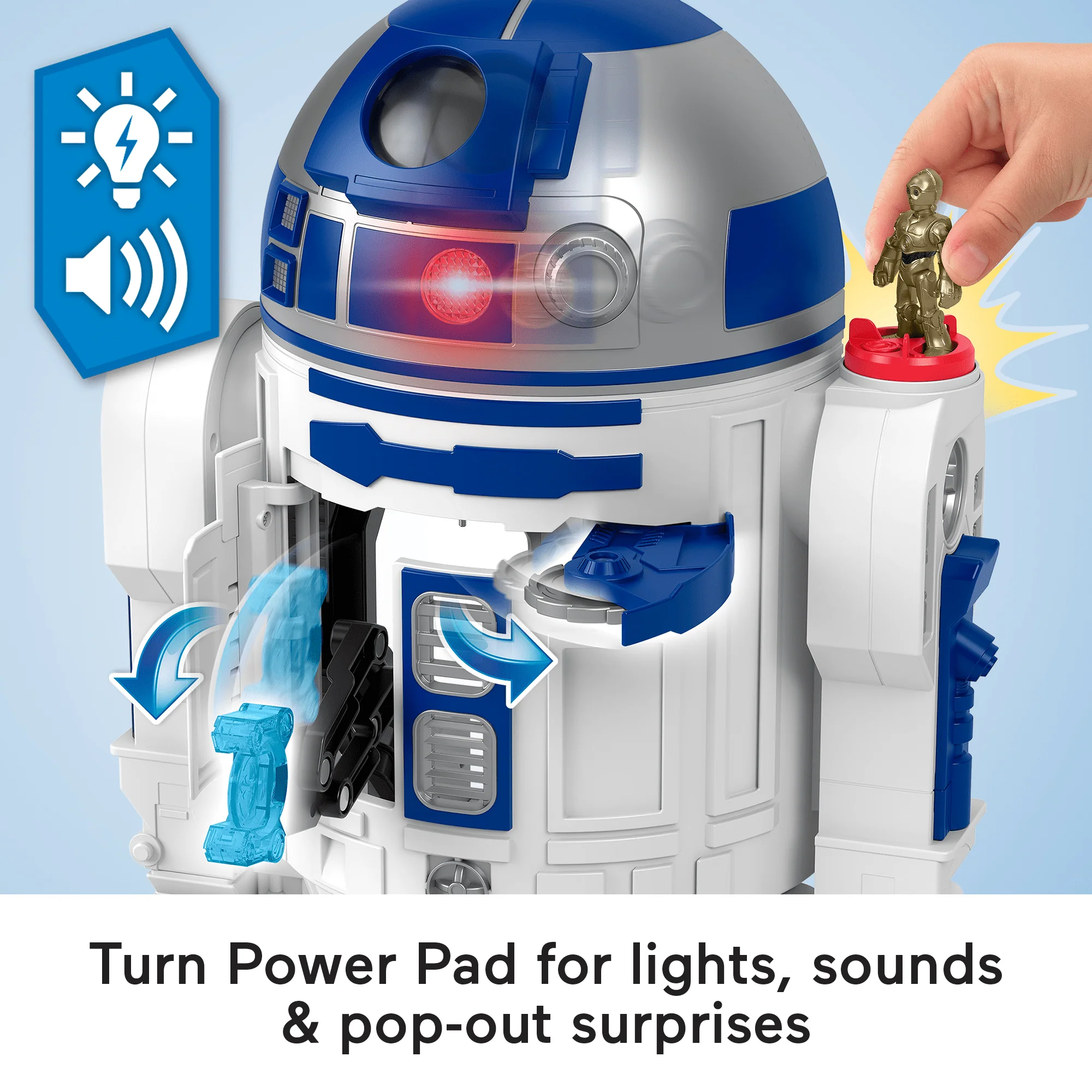 Imaginext Star Wars R2-D2 Toy With Lights Sounds & C-3Po Character Key For Kids - Image 3