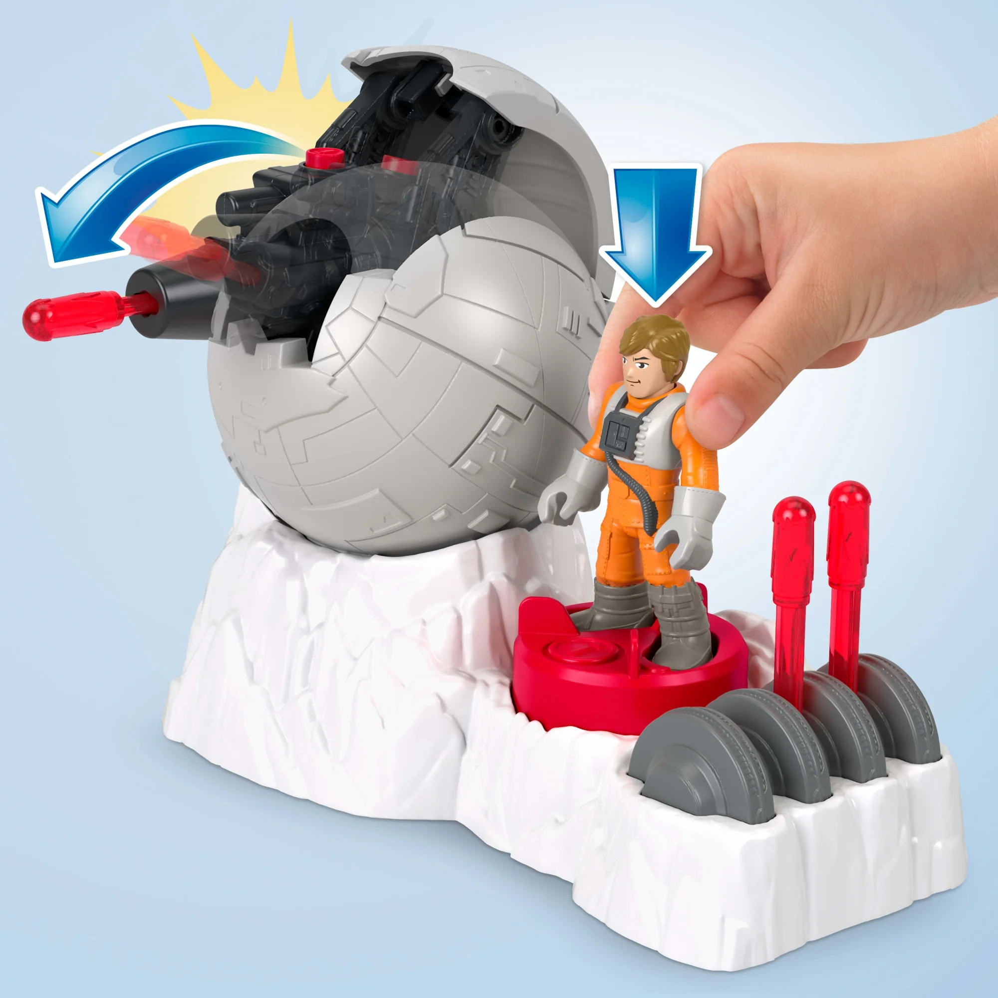 Imaginext Star Wars Rebellenbasis-Spielzeugkanone Mit Luke Skywalker-Die-Cast-Figurenschlüssel, 5-Teilig - Image 3