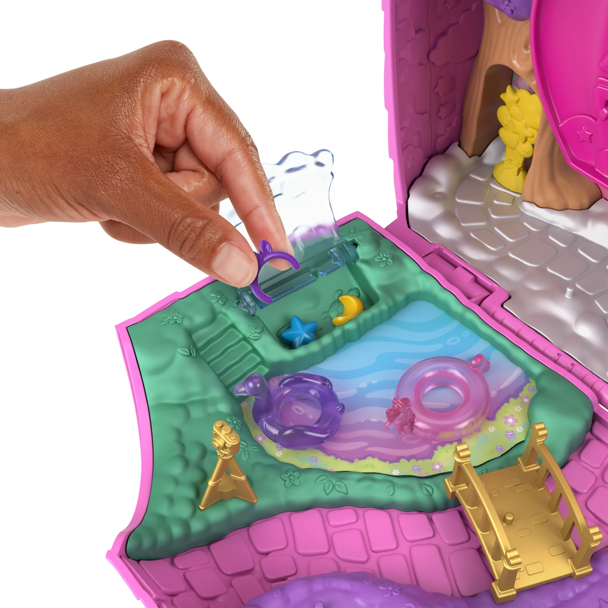 Polly Pocket Festa Unicorno, Playset Con 2 Mini Bambole, Cuccioli E Più Di 25 Accessori A Sorpresa, Festa Di Compleanno Con Giro in Mongolfiera - Image 4