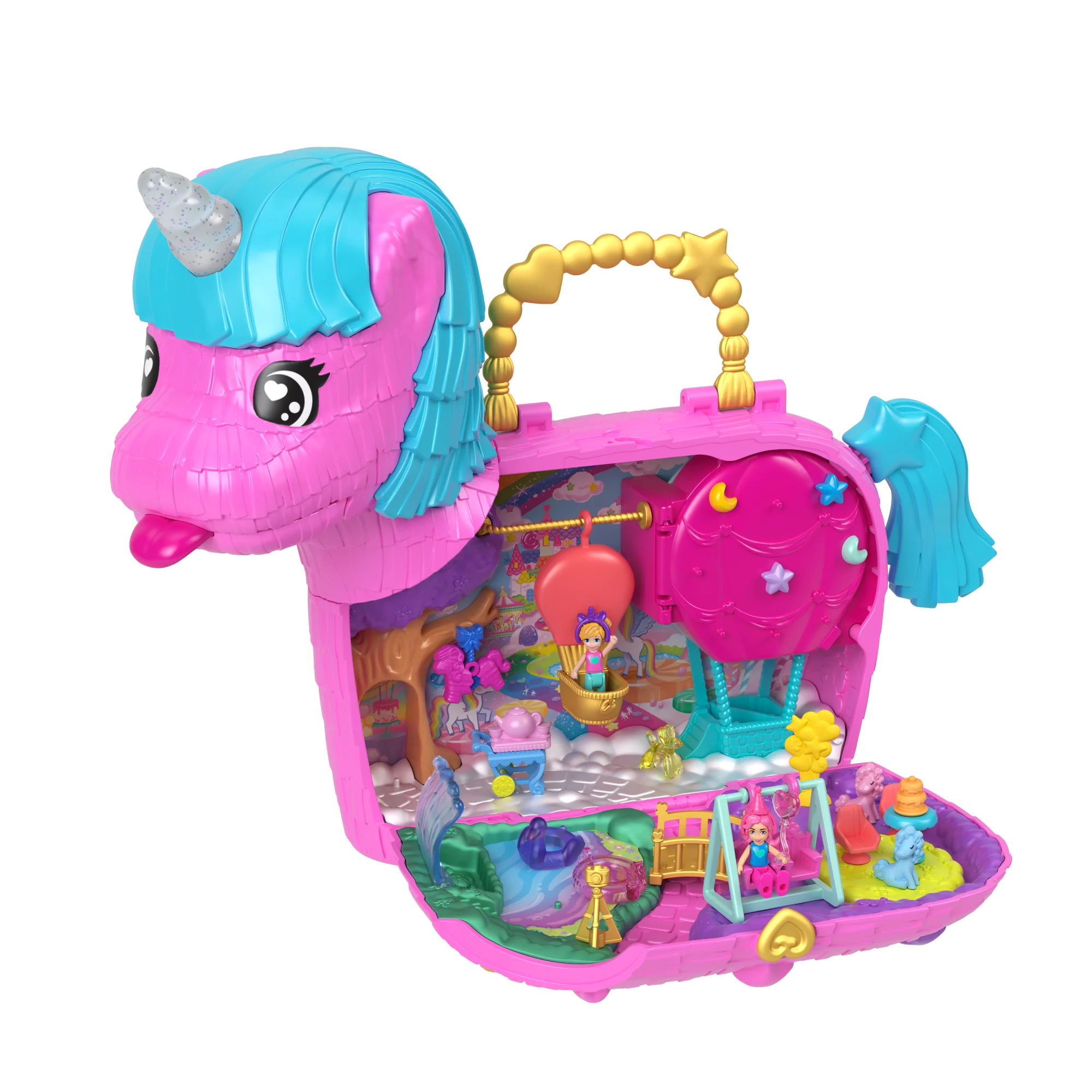 Polly Pocket Festa Unicorno, Playset Con 2 Mini Bambole, Cuccioli E Più Di 25 Accessori A Sorpresa, Festa Di Compleanno Con Giro in Mongolfiera - Image 7
