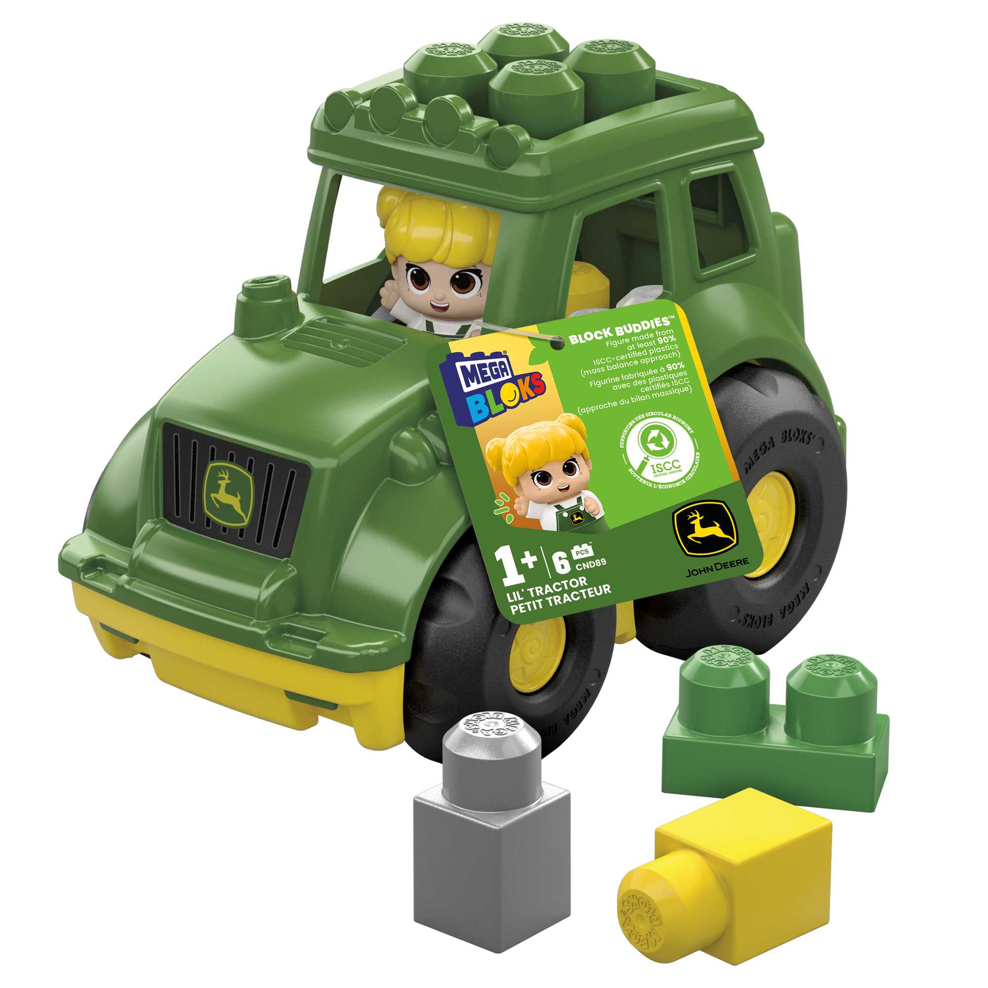 MEGA BLOKS John Deere Building Toy Blocks Litractor (6 Pieces) For Toddler